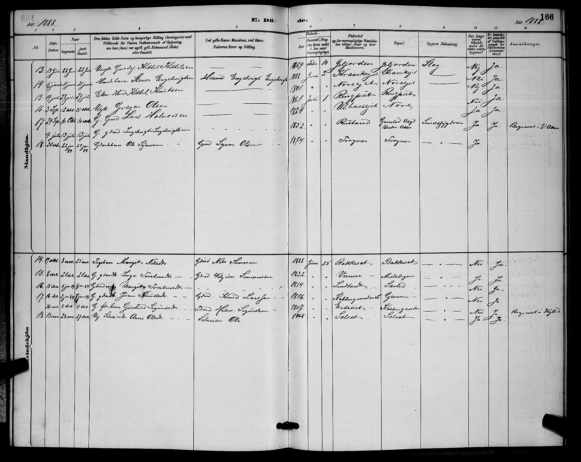 Nore kirkebøker, SAKO/A-238/G/Ga/L0003: Parish register (copy) no. I 3, 1886-1903, p. 166