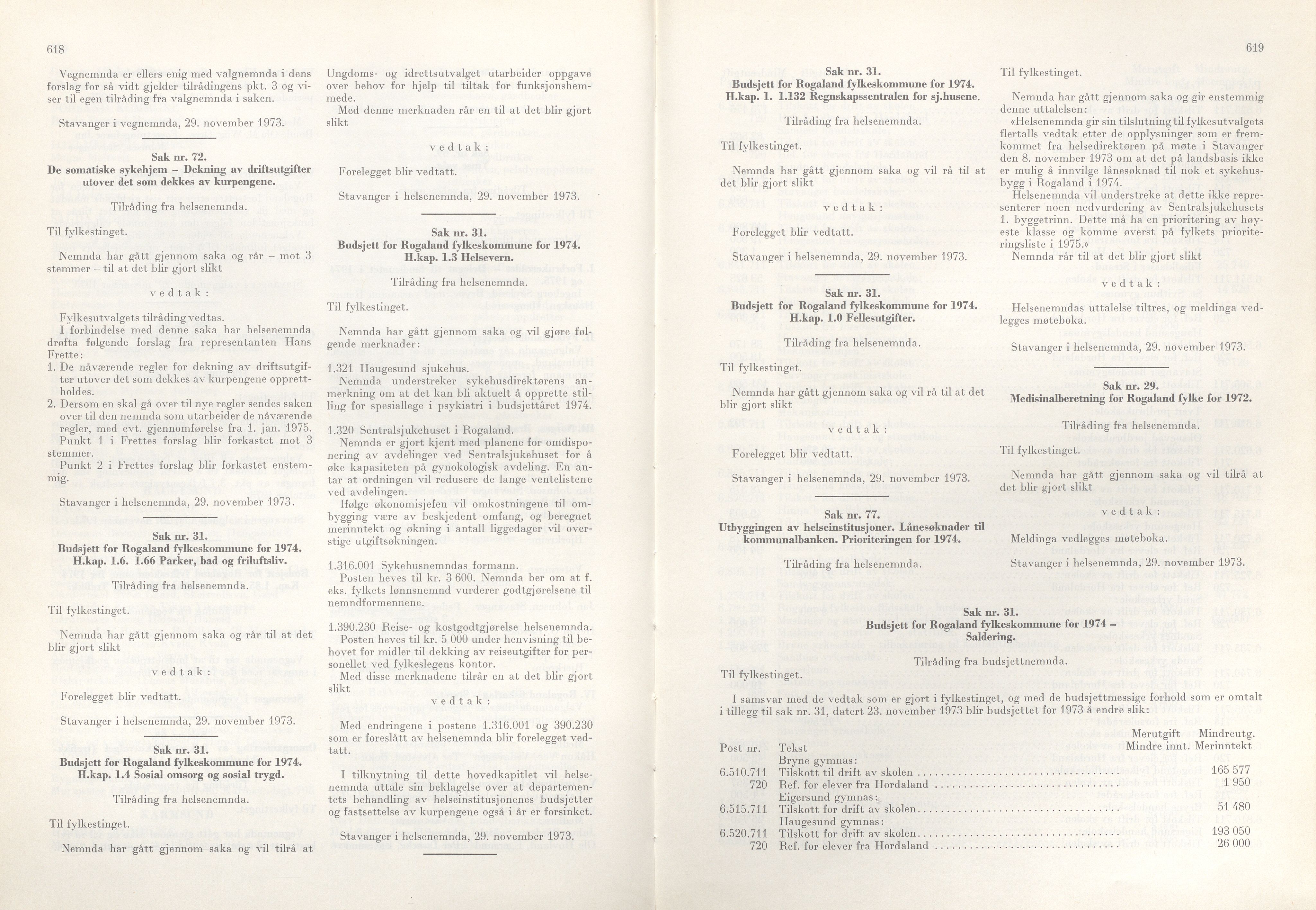 Rogaland fylkeskommune - Fylkesrådmannen , IKAR/A-900/A/Aa/Aaa/L0093: Møtebok , 1973, p. 618-619