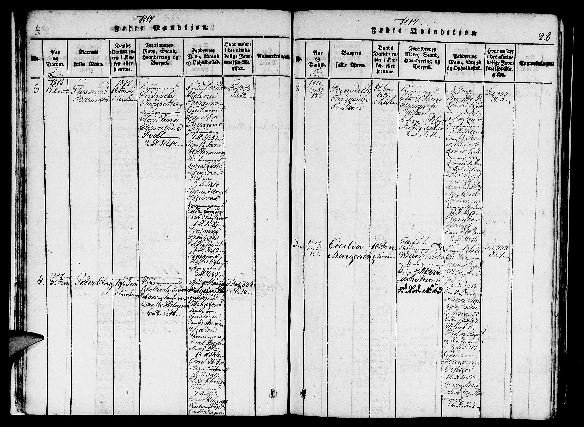 Nykirken Sokneprestembete, SAB/A-77101/H/Hab/L0003: Parish register (copy) no. A 4, 1816-1821, p. 28