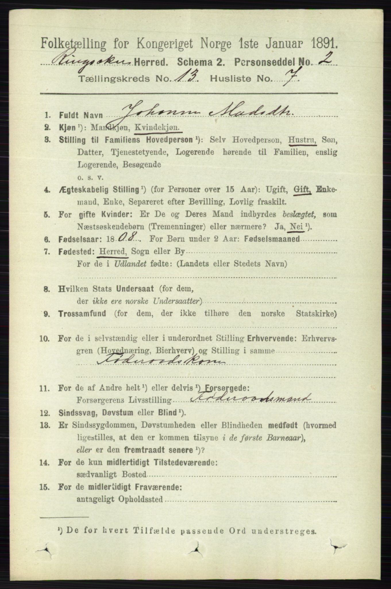 RA, 1891 census for 0412 Ringsaker, 1891, p. 7246