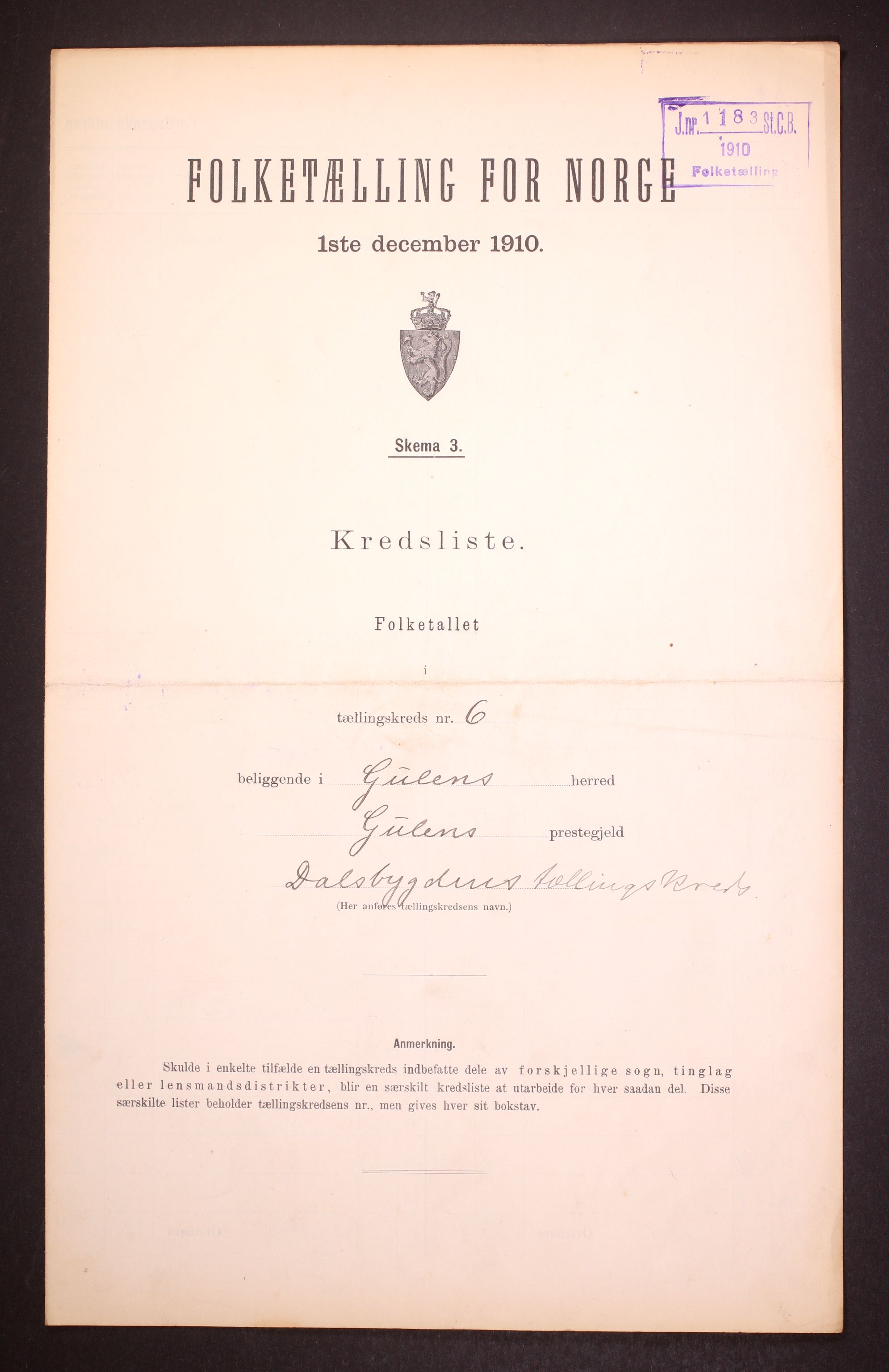 RA, 1910 census for Gulen, 1910, p. 19