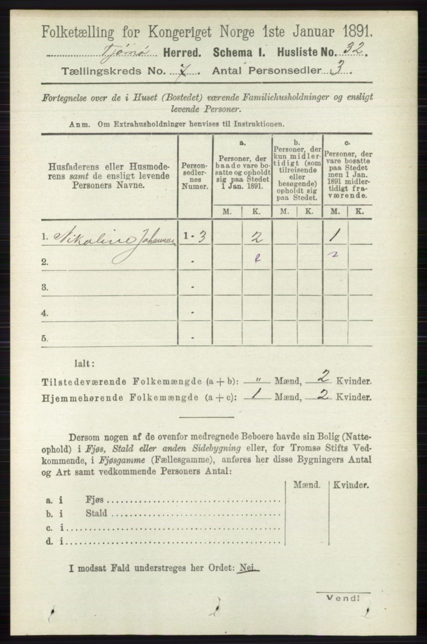 RA, 1891 census for 0723 Tjøme, 1891, p. 2444