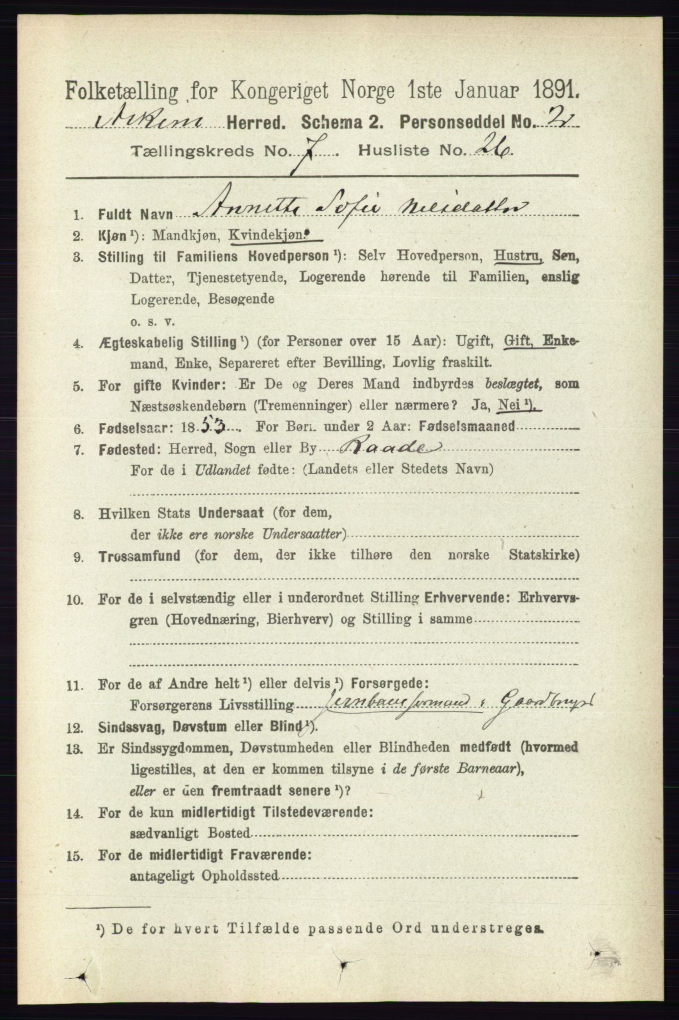 RA, 1891 census for 0124 Askim, 1891, p. 1157