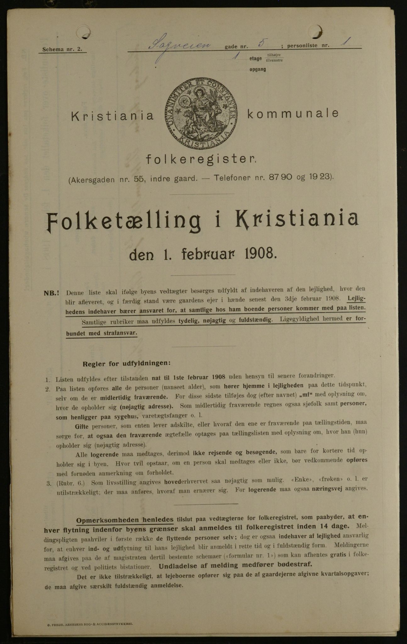 OBA, Municipal Census 1908 for Kristiania, 1908, p. 77910