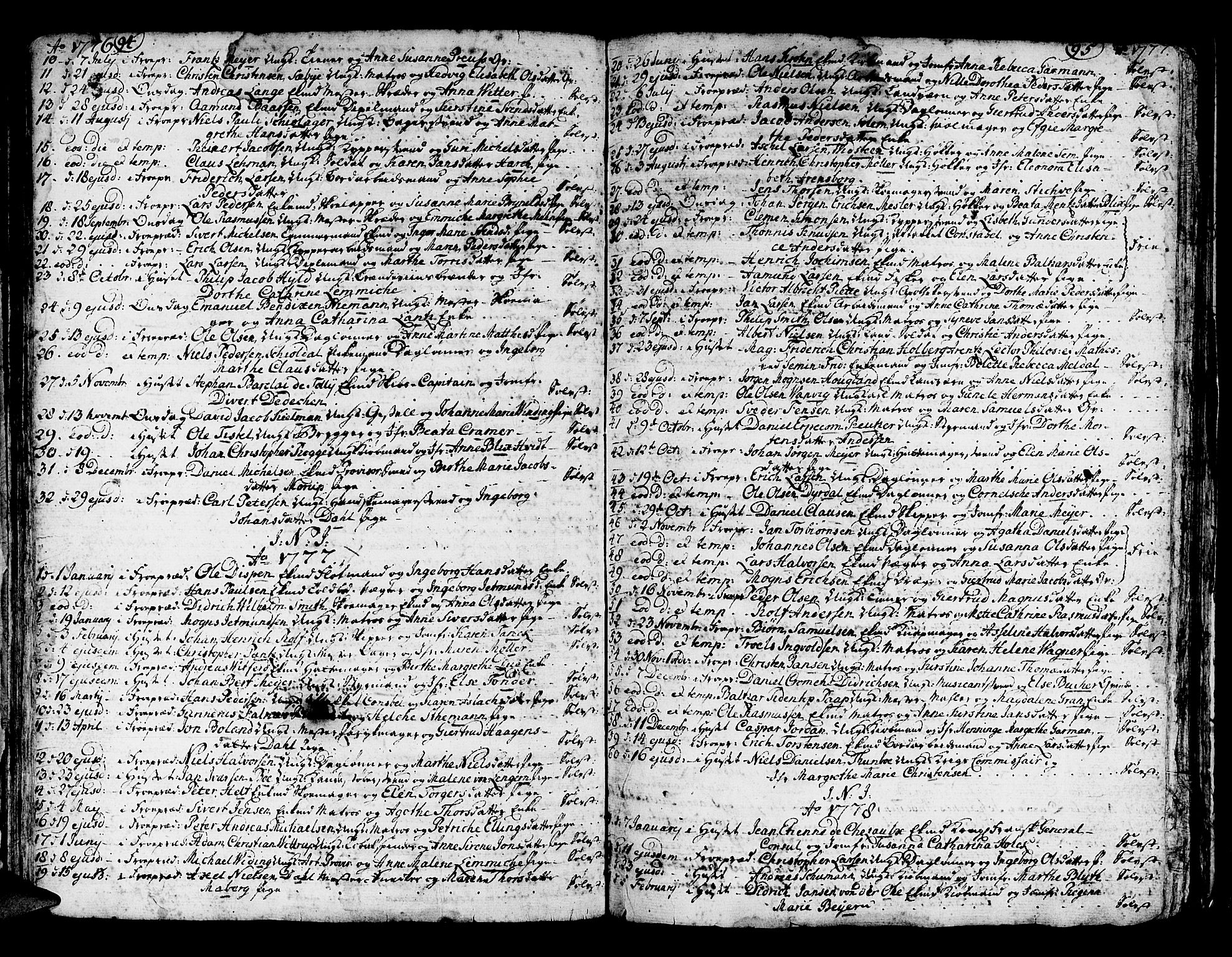 Domkirken sokneprestembete, SAB/A-74801/H/Haa/L0007: Parish register (official) no. A 7, 1725-1826, p. 94-95