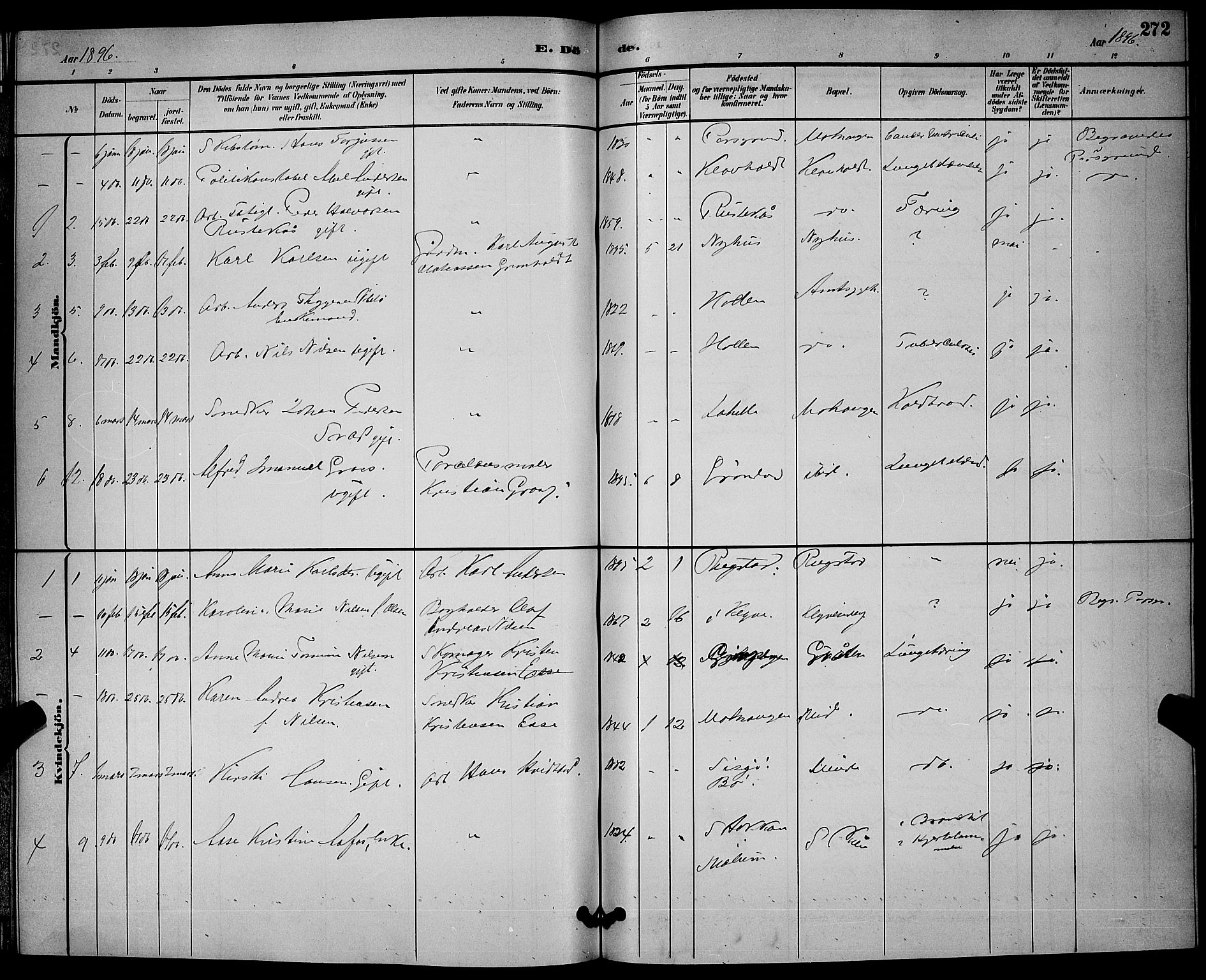 Solum kirkebøker, SAKO/A-306/G/Ga/L0007: Parish register (copy) no. I 7, 1884-1898, p. 272