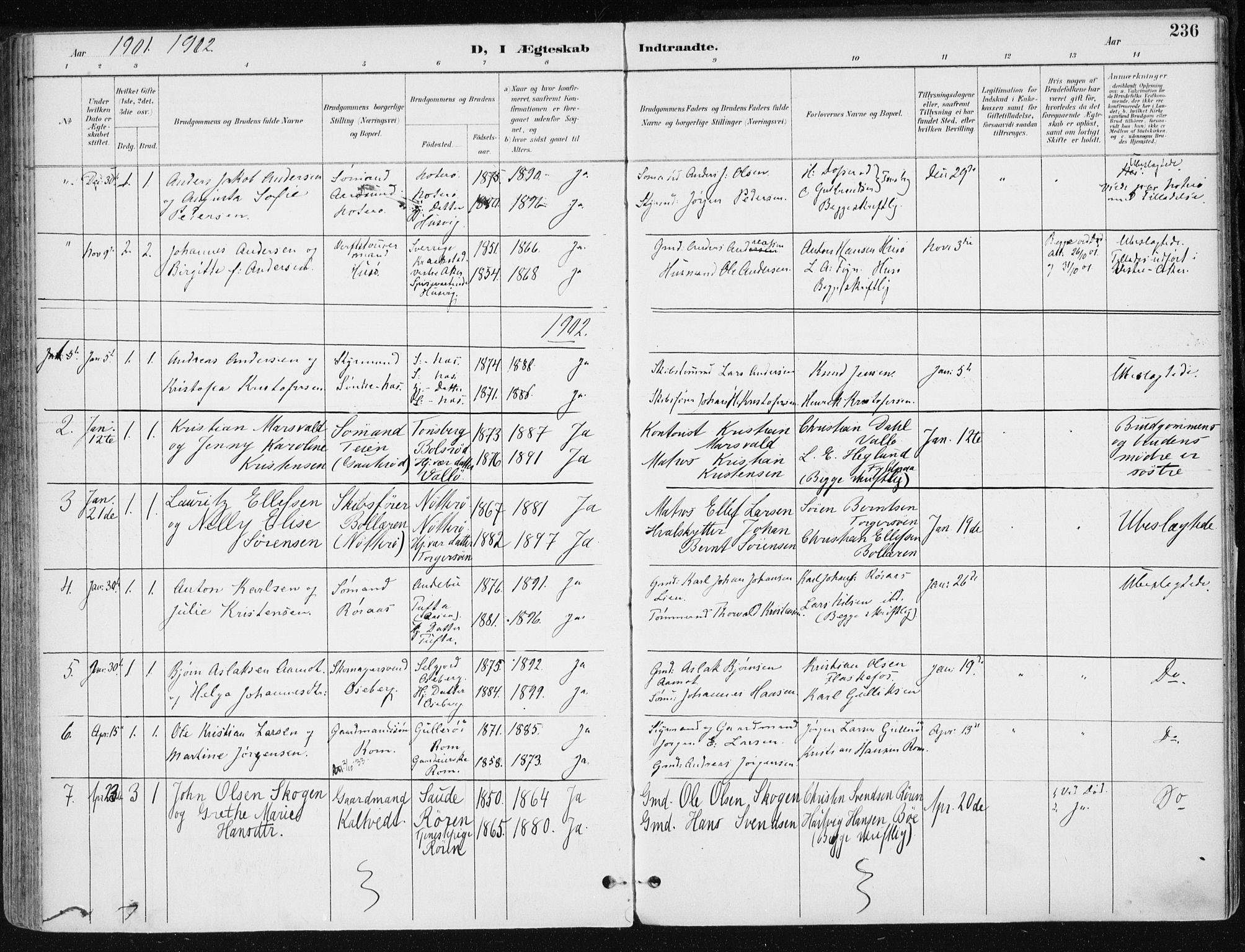 Sem kirkebøker, AV/SAKO-A-5/F/Fb/L0005: Parish register (official) no. II 5, 1892-1904, p. 236