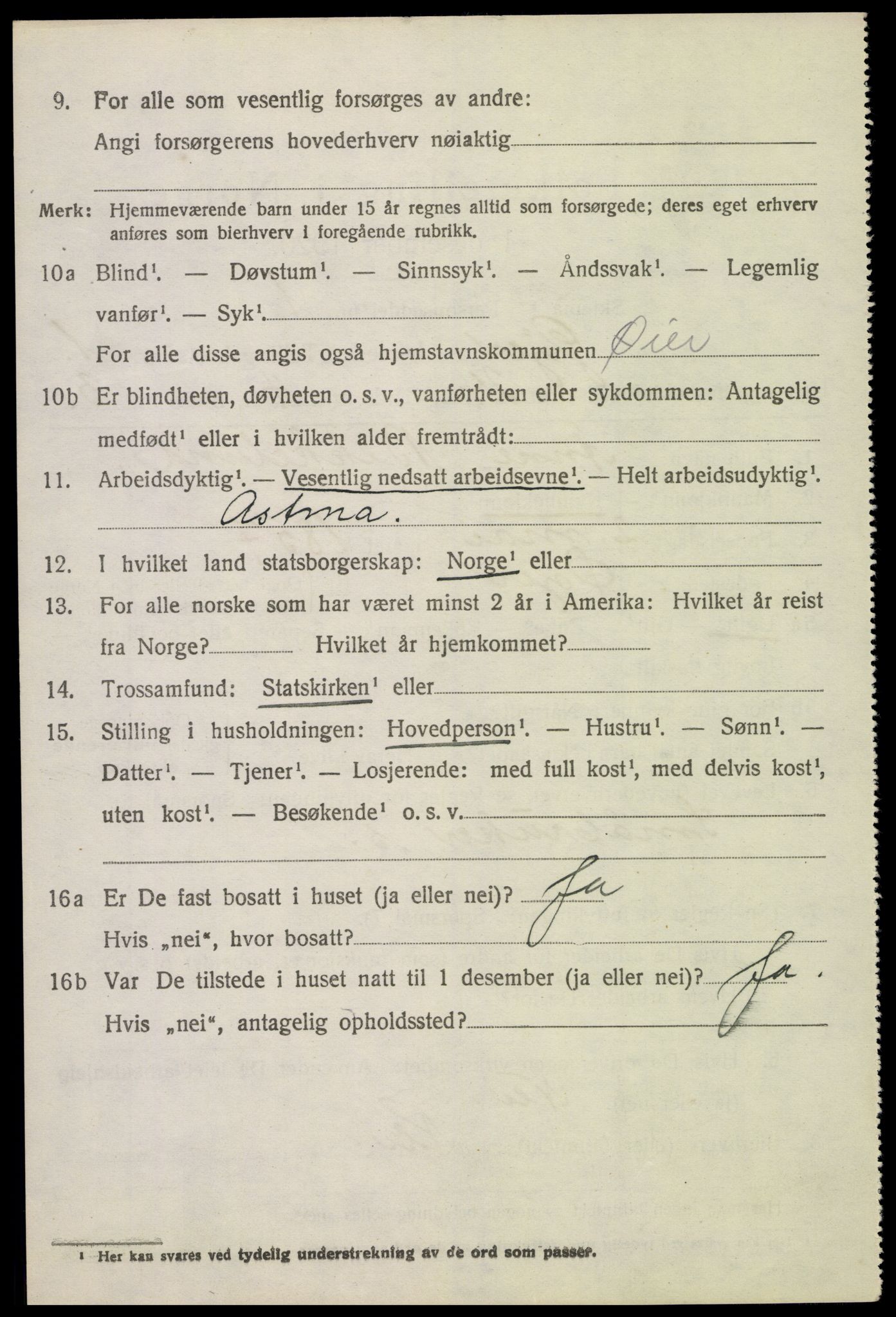 SAH, 1920 census for Øyer, 1920, p. 1488