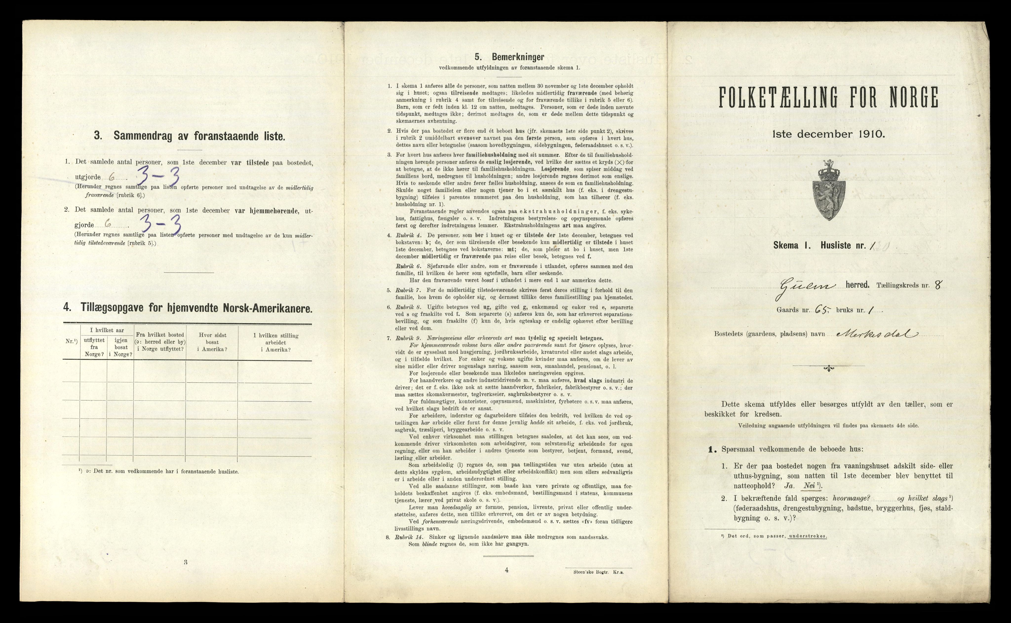 RA, 1910 census for Gulen, 1910, p. 668