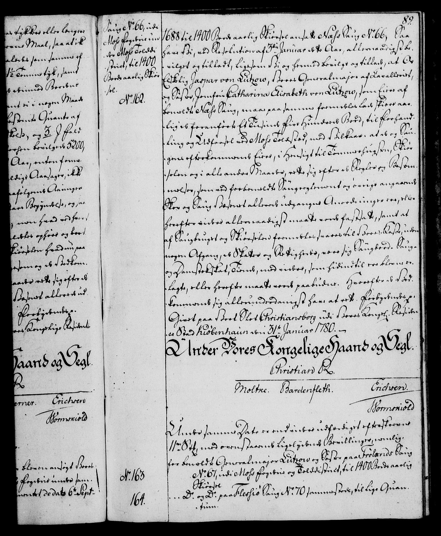 Rentekammeret, Kammerkanselliet, RA/EA-3111/G/Gg/Gga/L0011: Norsk ekspedisjonsprotokoll med register (merket RK 53.11), 1779-1781, p. 89