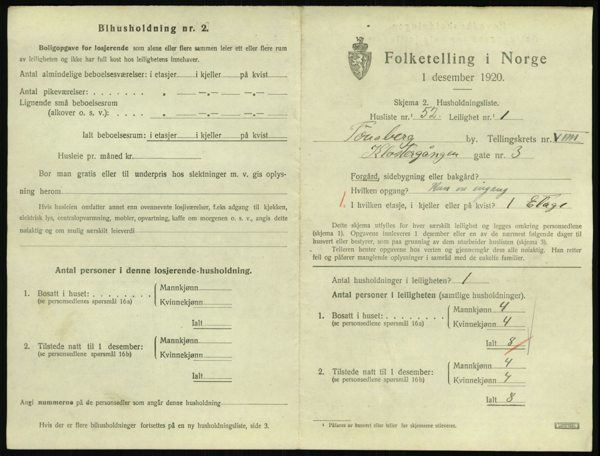 SAKO, 1920 census for Tønsberg, 1920, p. 4731