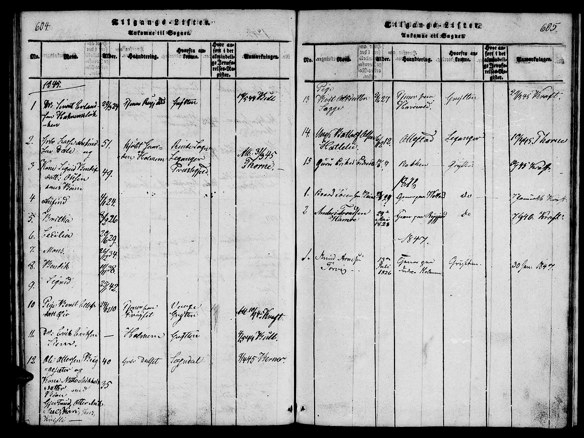 Ministerialprotokoller, klokkerbøker og fødselsregistre - Møre og Romsdal, SAT/A-1454/548/L0612: Parish register (official) no. 548A01, 1818-1846, p. 604-605