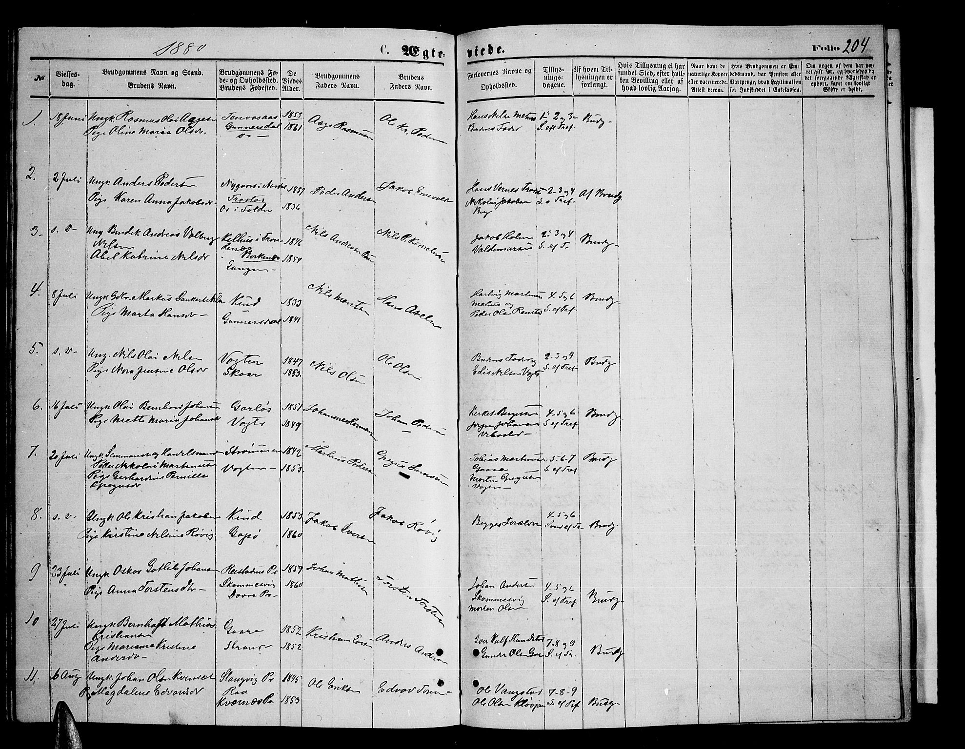 Kvæfjord sokneprestkontor, SATØ/S-1323/G/Ga/Gab/L0004klokker: Parish register (copy) no. 4, 1870-1886, p. 204