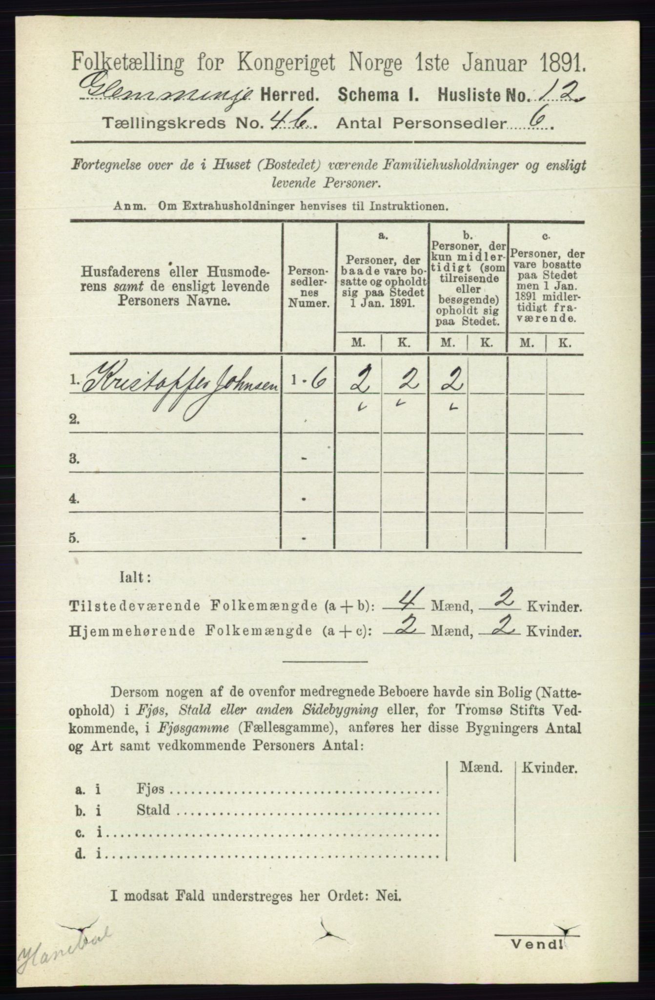 RA, 1891 census for 0132 Glemmen, 1891, p. 4746