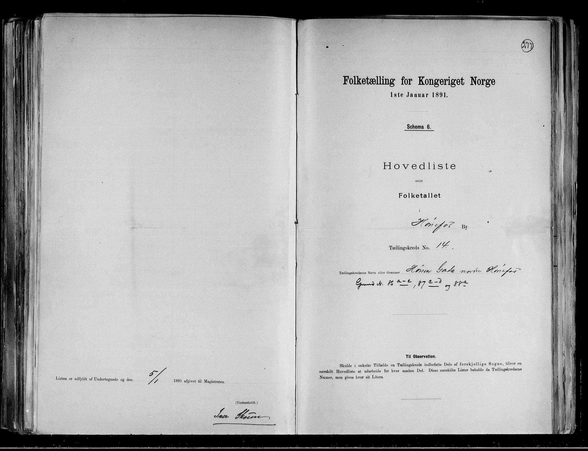 RA, 1891 census for 0601 Hønefoss, 1891, p. 54