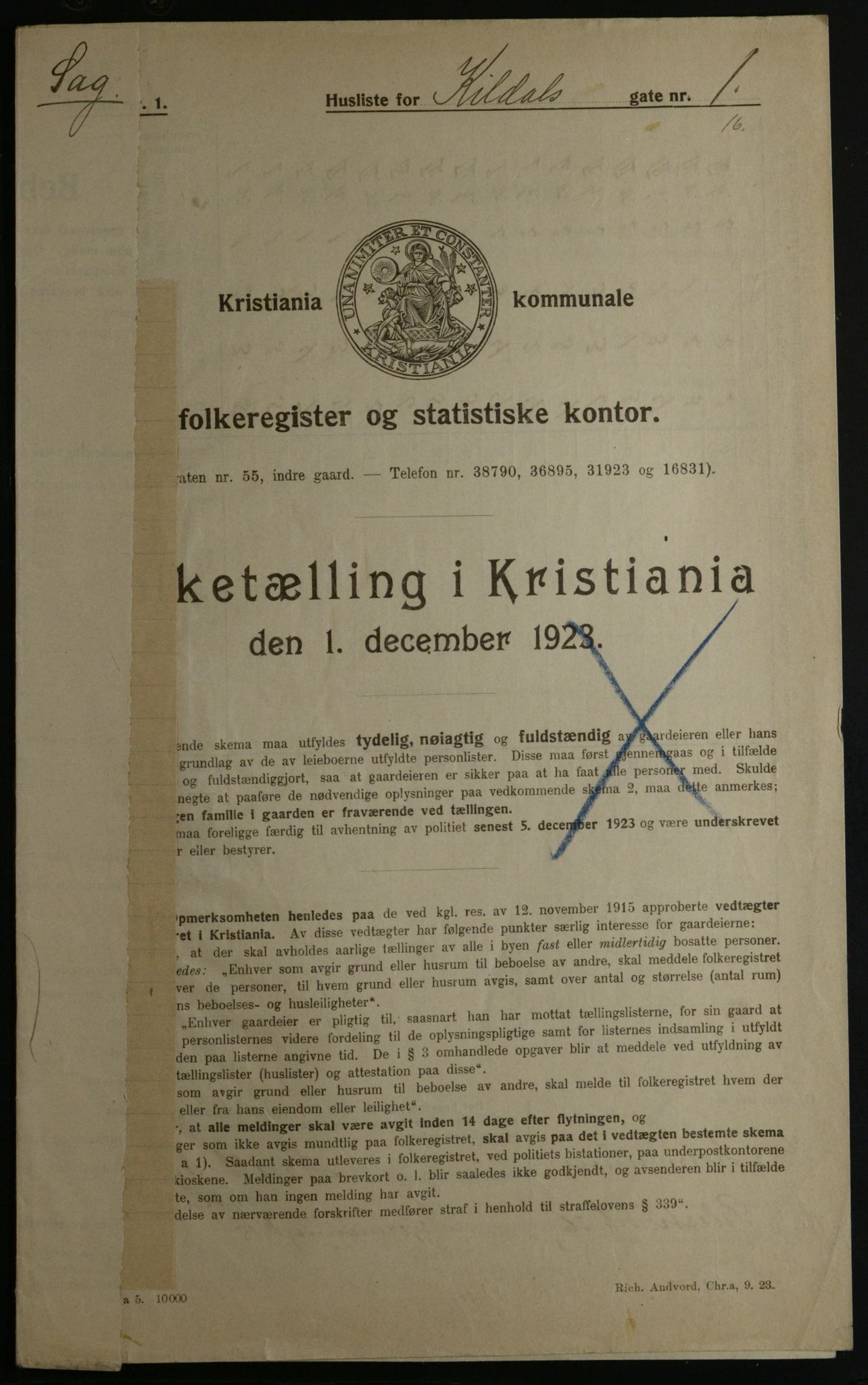 OBA, Municipal Census 1923 for Kristiania, 1923, p. 83279