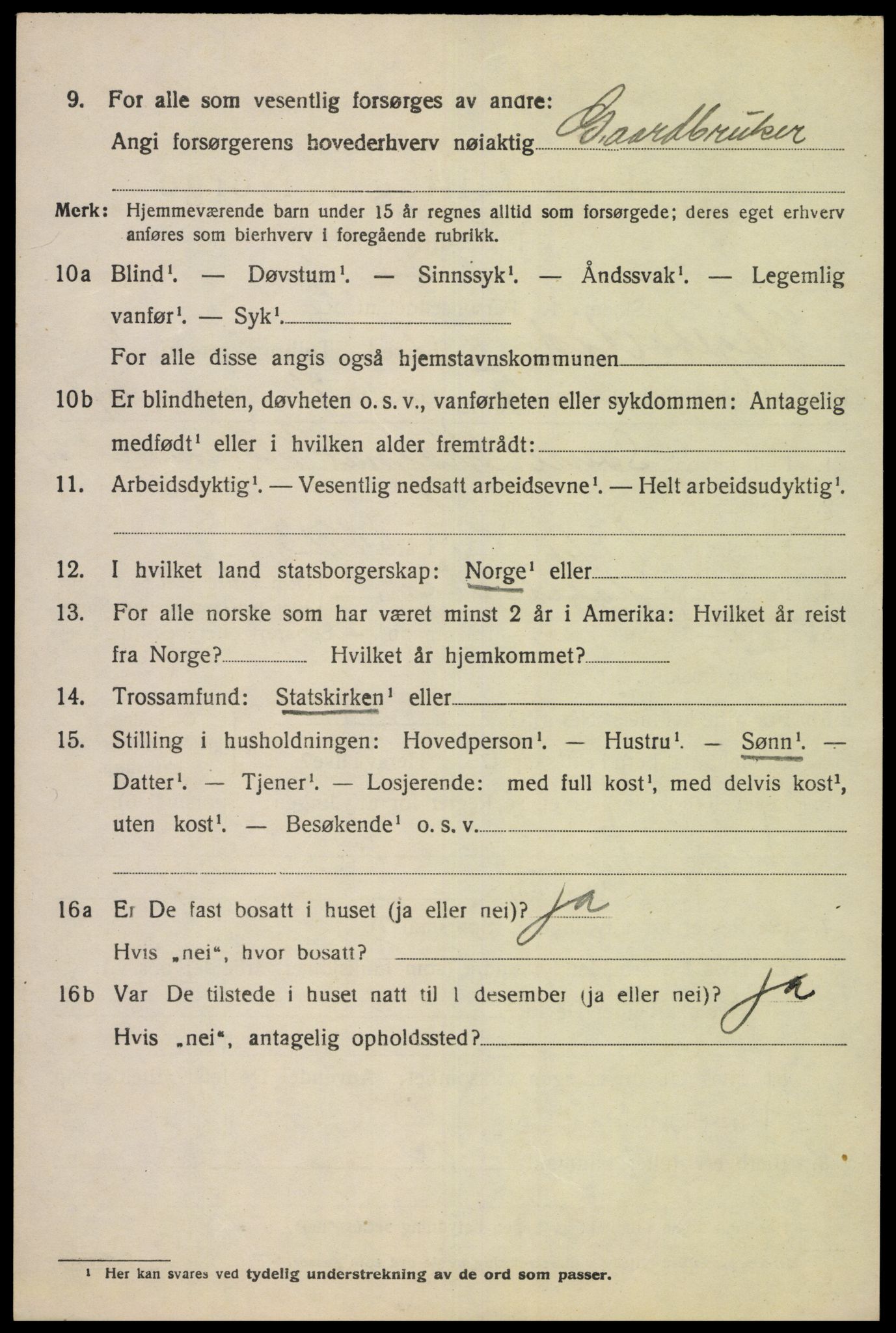 SAK, 1920 census for Hægebostad, 1920, p. 2030