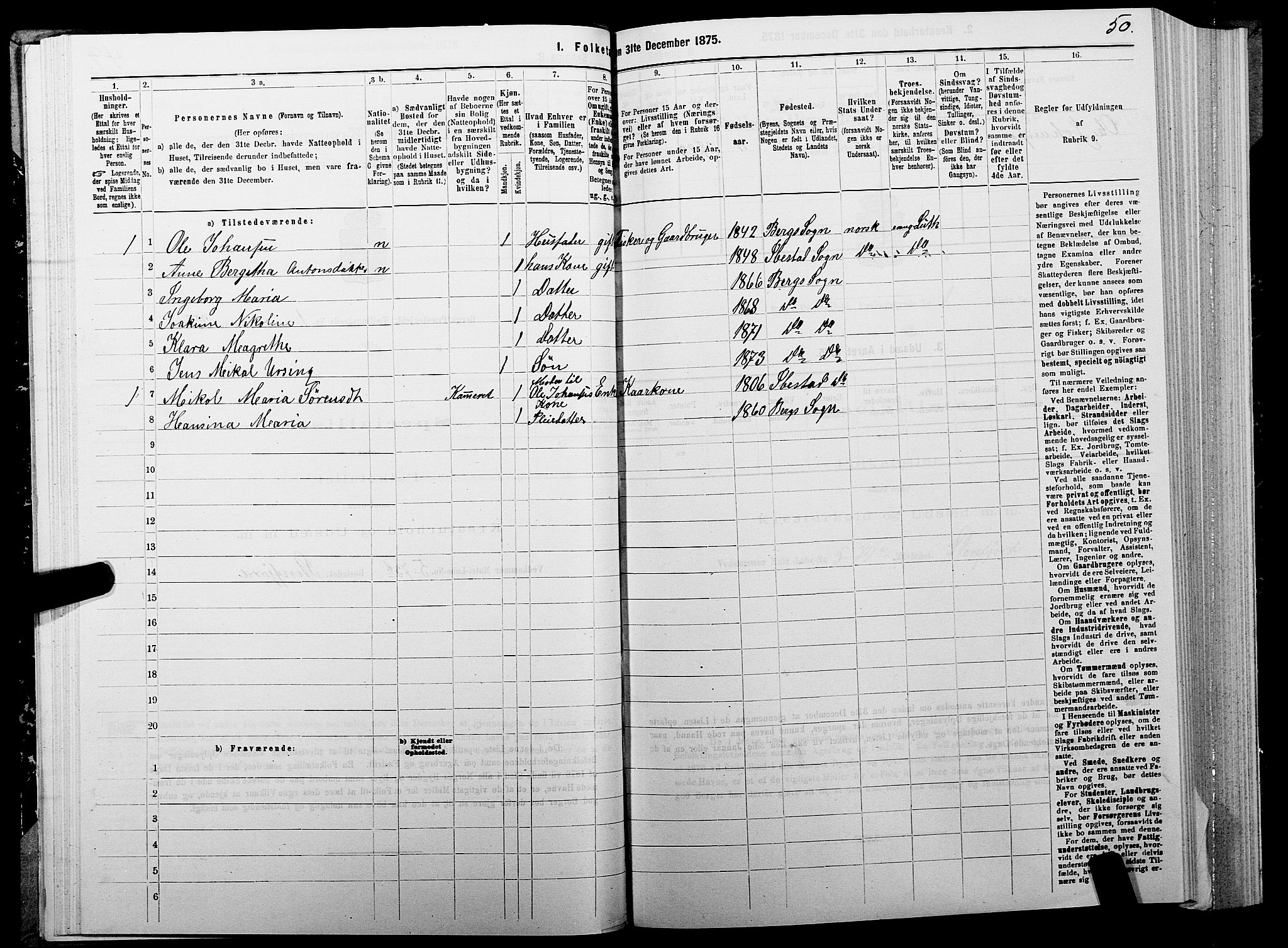 SATØ, 1875 census for 1929P Berg, 1875, p. 1050