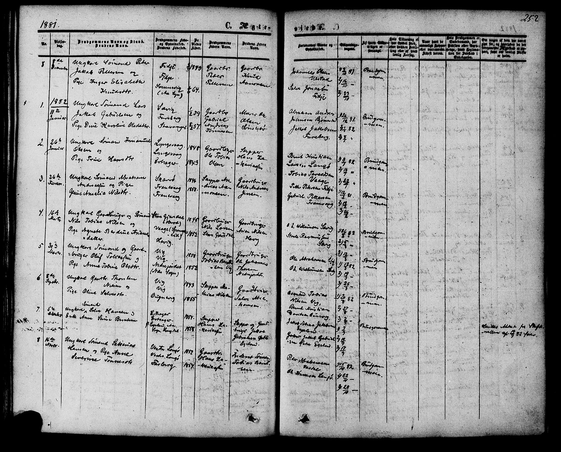 Herad sokneprestkontor, SAK/1111-0018/F/Fa/Fab/L0004: Parish register (official) no. A 4, 1853-1885, p. 252