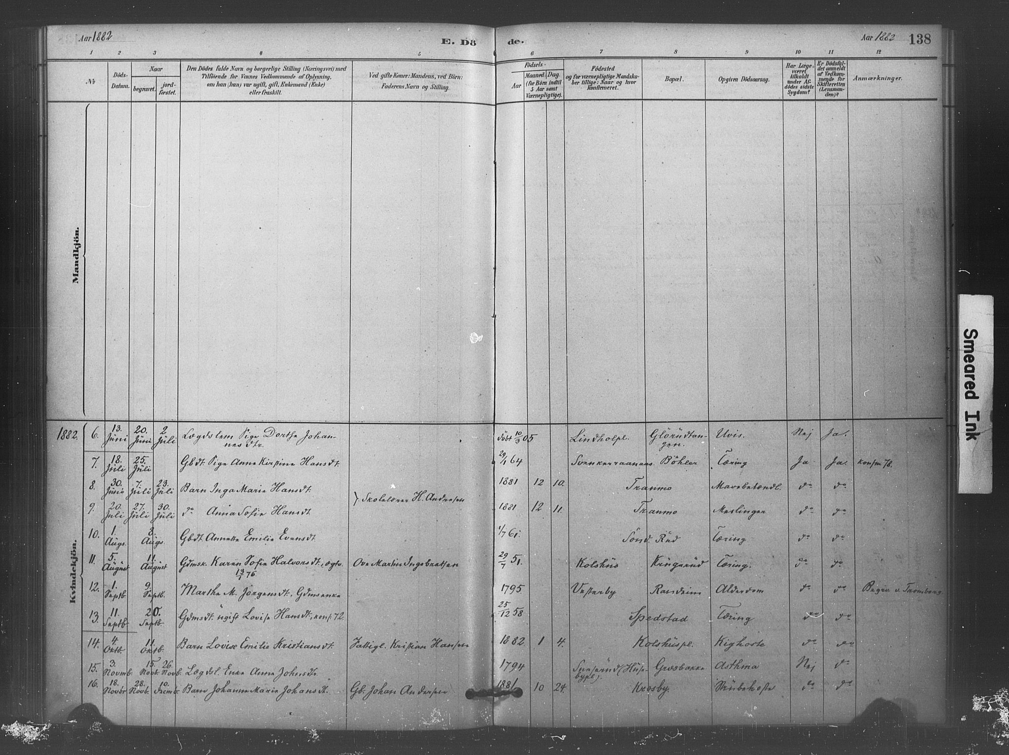 Eidsberg prestekontor Kirkebøker, AV/SAO-A-10905/F/Fc/L0001: Parish register (official) no. III 1, 1879-1905, p. 138