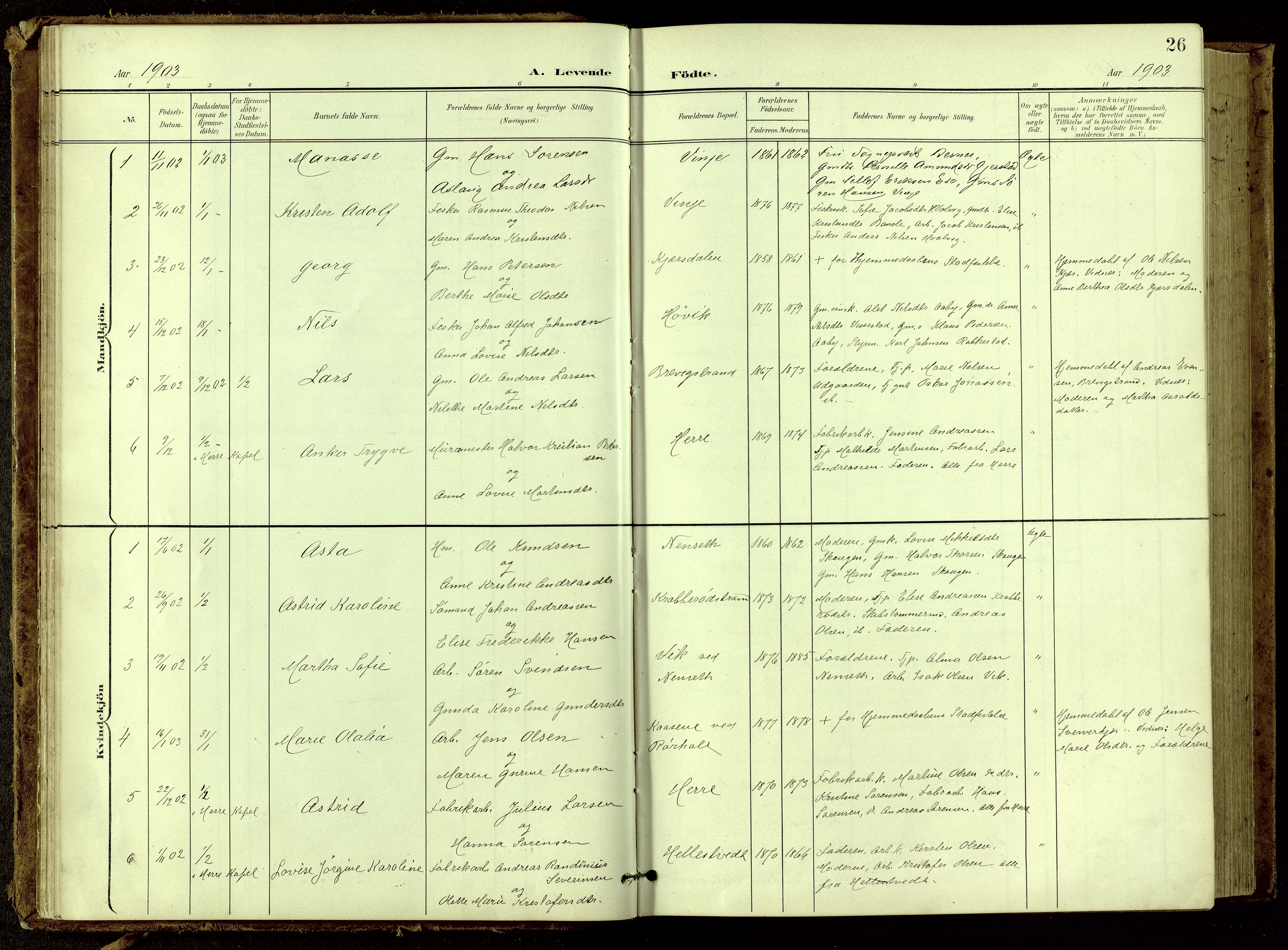 Bamble kirkebøker, AV/SAKO-A-253/G/Ga/L0010: Parish register (copy) no. I 10, 1901-1919, p. 26