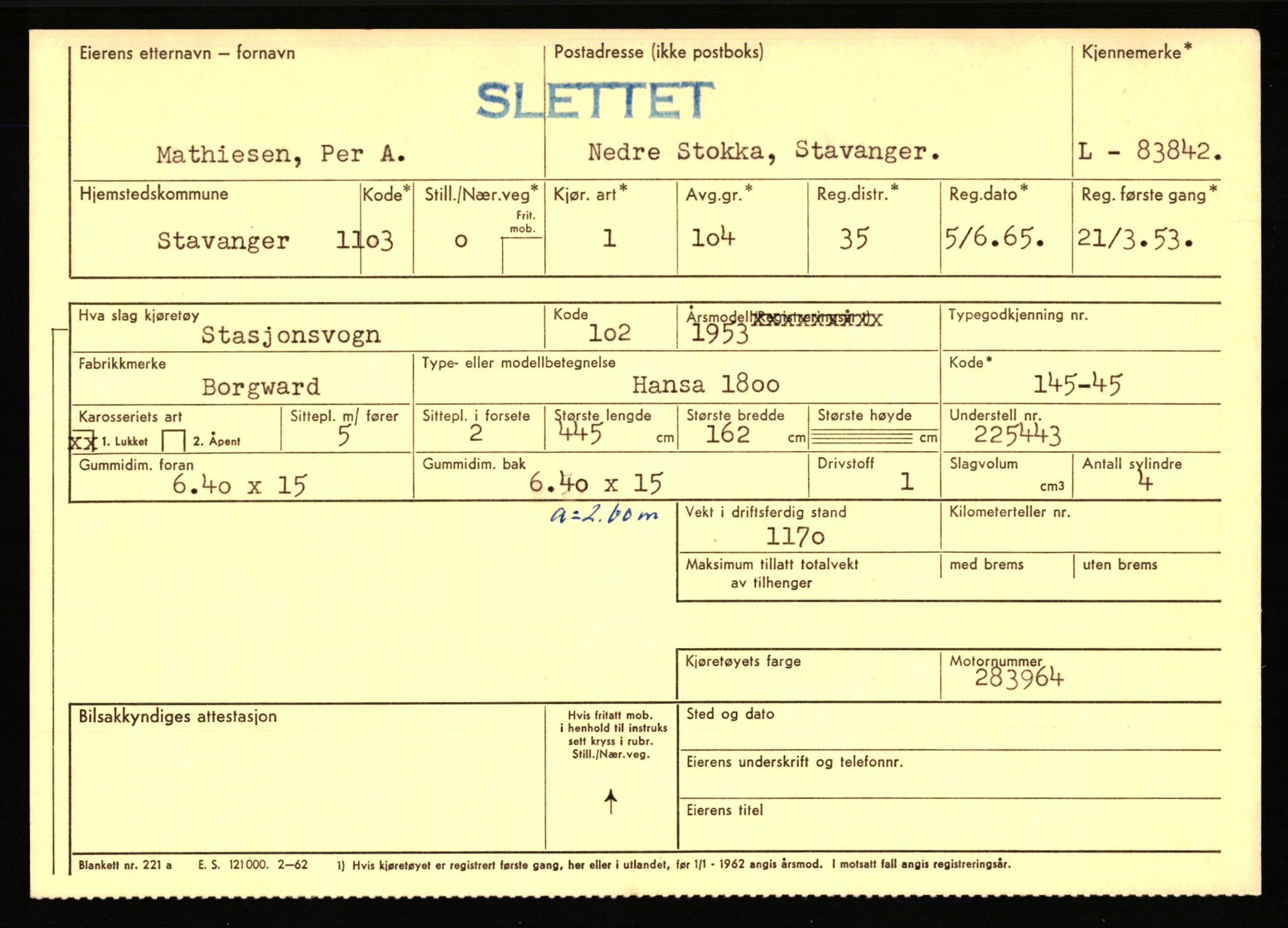 Stavanger trafikkstasjon, SAST/A-101942/0/F/L0072: L-82200 - L-84099, 1930-1971, p. 1897