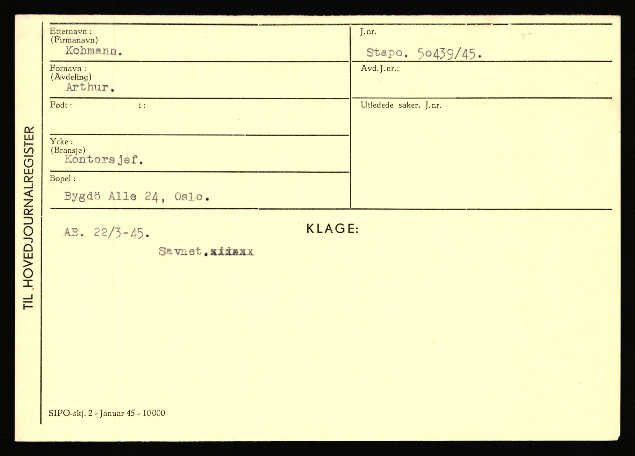 Statspolitiet - Hovedkontoret / Osloavdelingen, AV/RA-S-1329/C/Ca/L0009: Knutsen - Limstrand, 1943-1945, p. 448