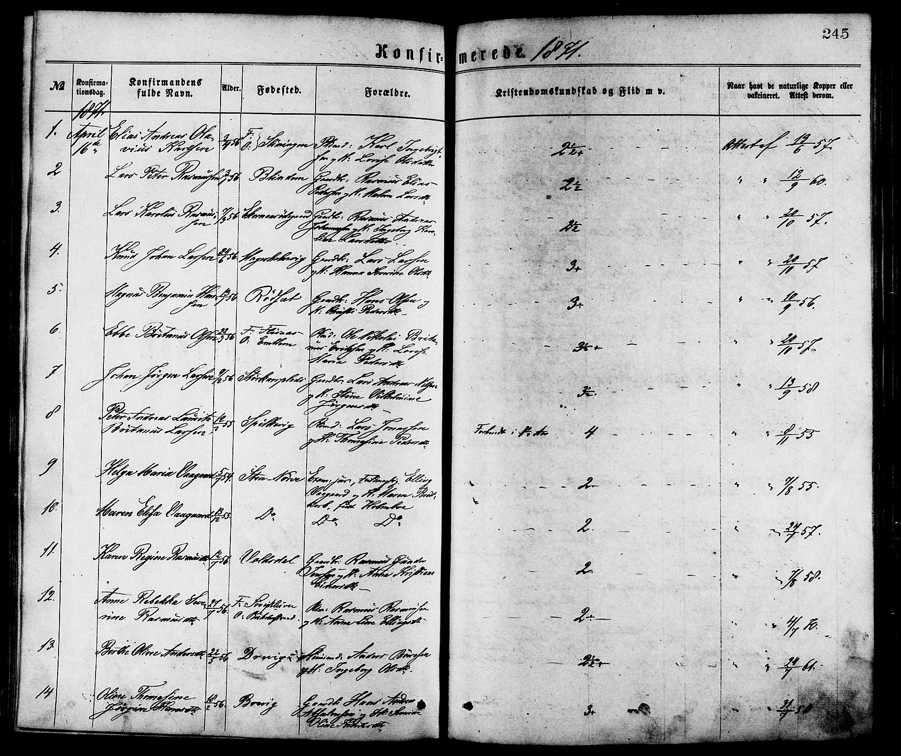 Ministerialprotokoller, klokkerbøker og fødselsregistre - Møre og Romsdal, AV/SAT-A-1454/528/L0400: Parish register (official) no. 528A11, 1871-1879, p. 245