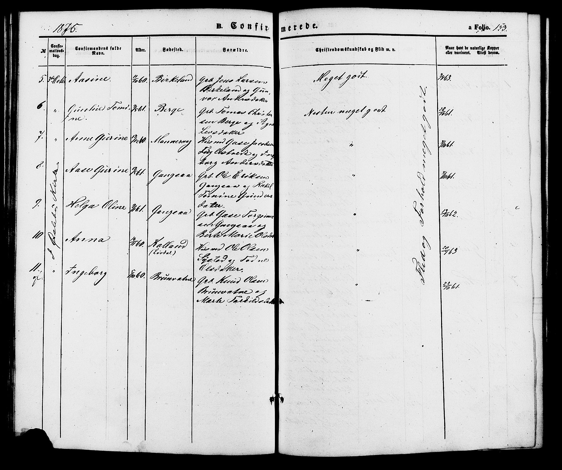 Holum sokneprestkontor, AV/SAK-1111-0022/F/Fa/Fac/L0003: Parish register (official) no. A 3, 1860-1883, p. 154