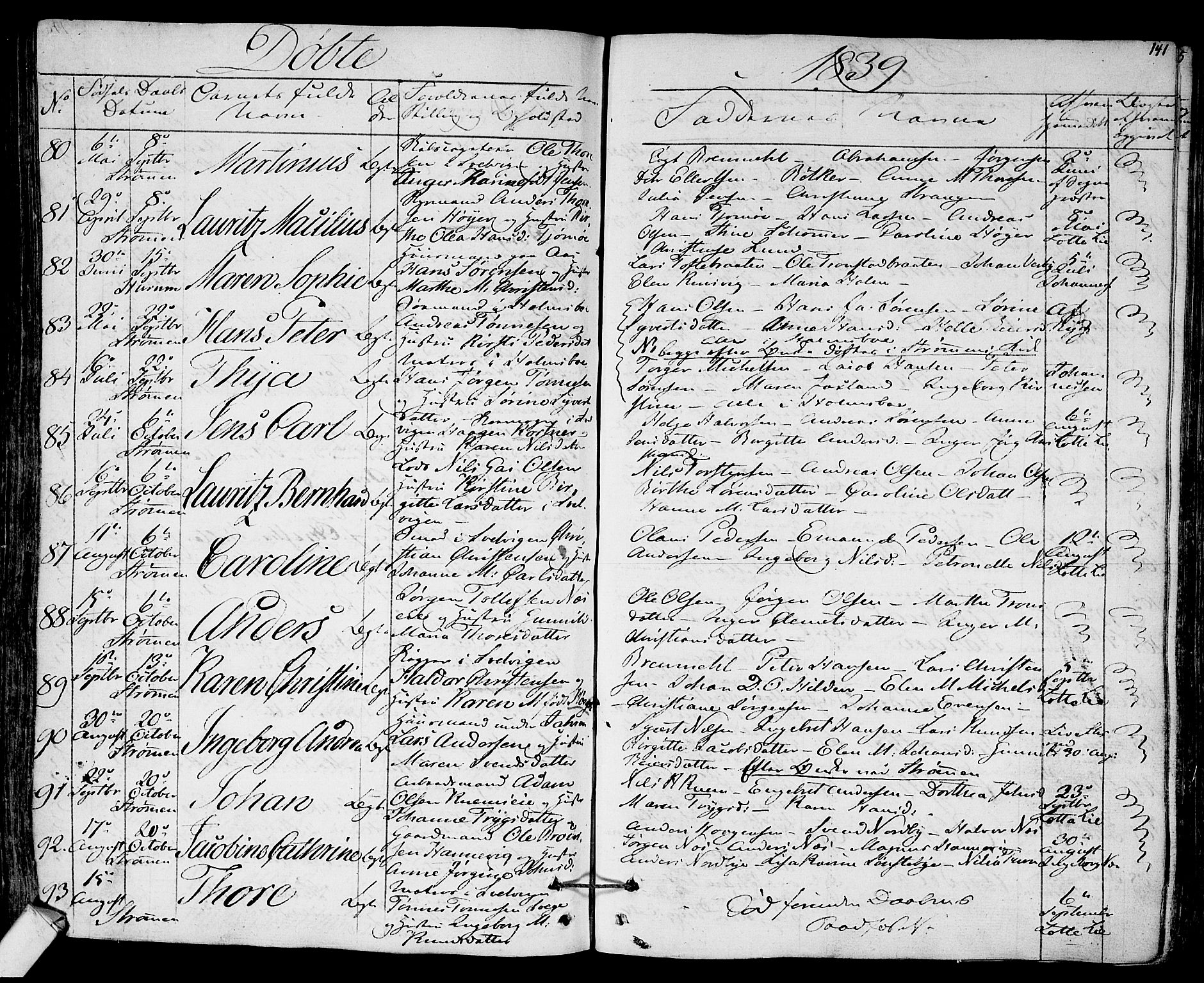 Hurum kirkebøker, SAKO/A-229/F/Fa/L0010: Parish register (official) no. 10, 1827-1846, p. 141