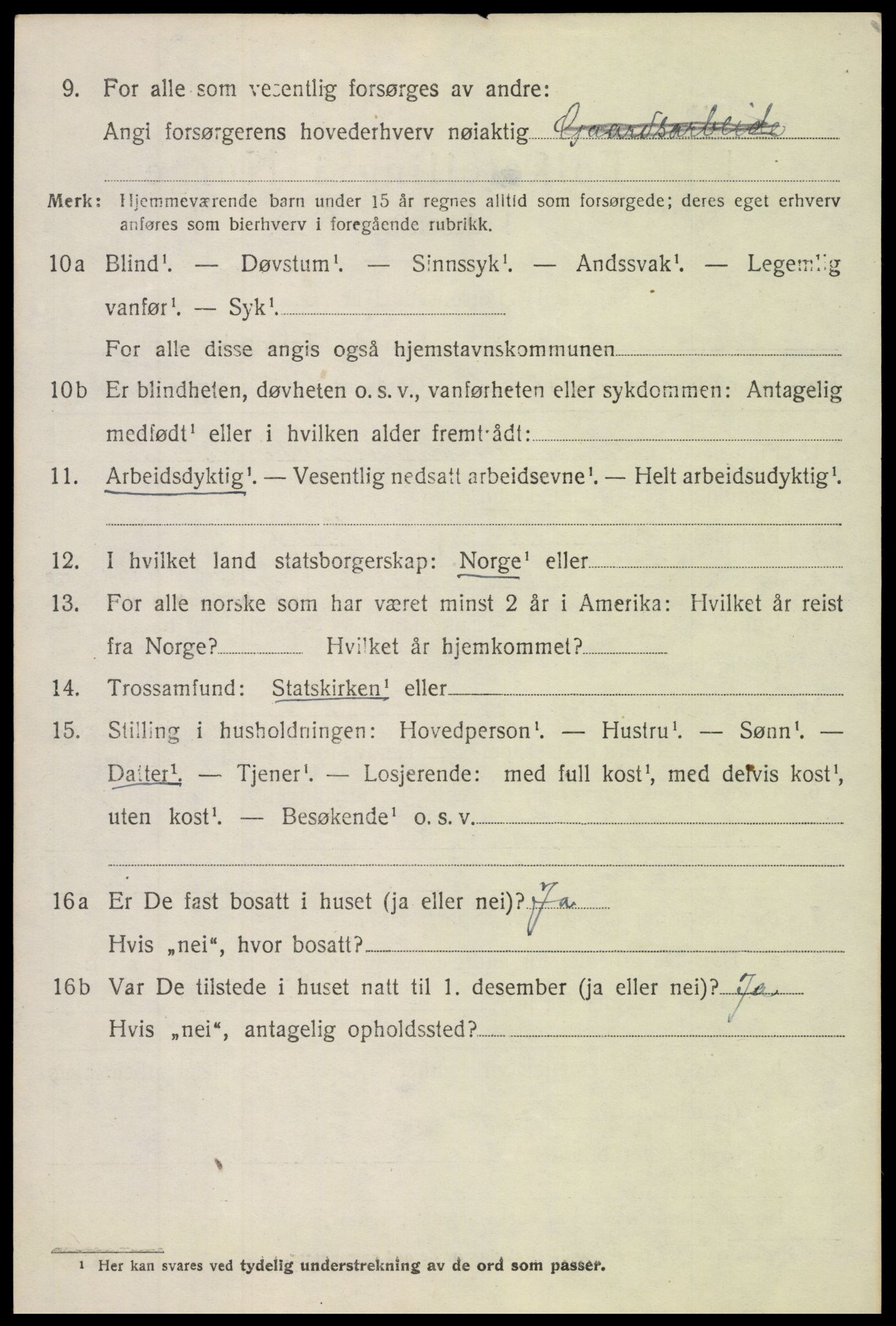 SAH, 1920 census for Nordre Land, 1920, p. 1591