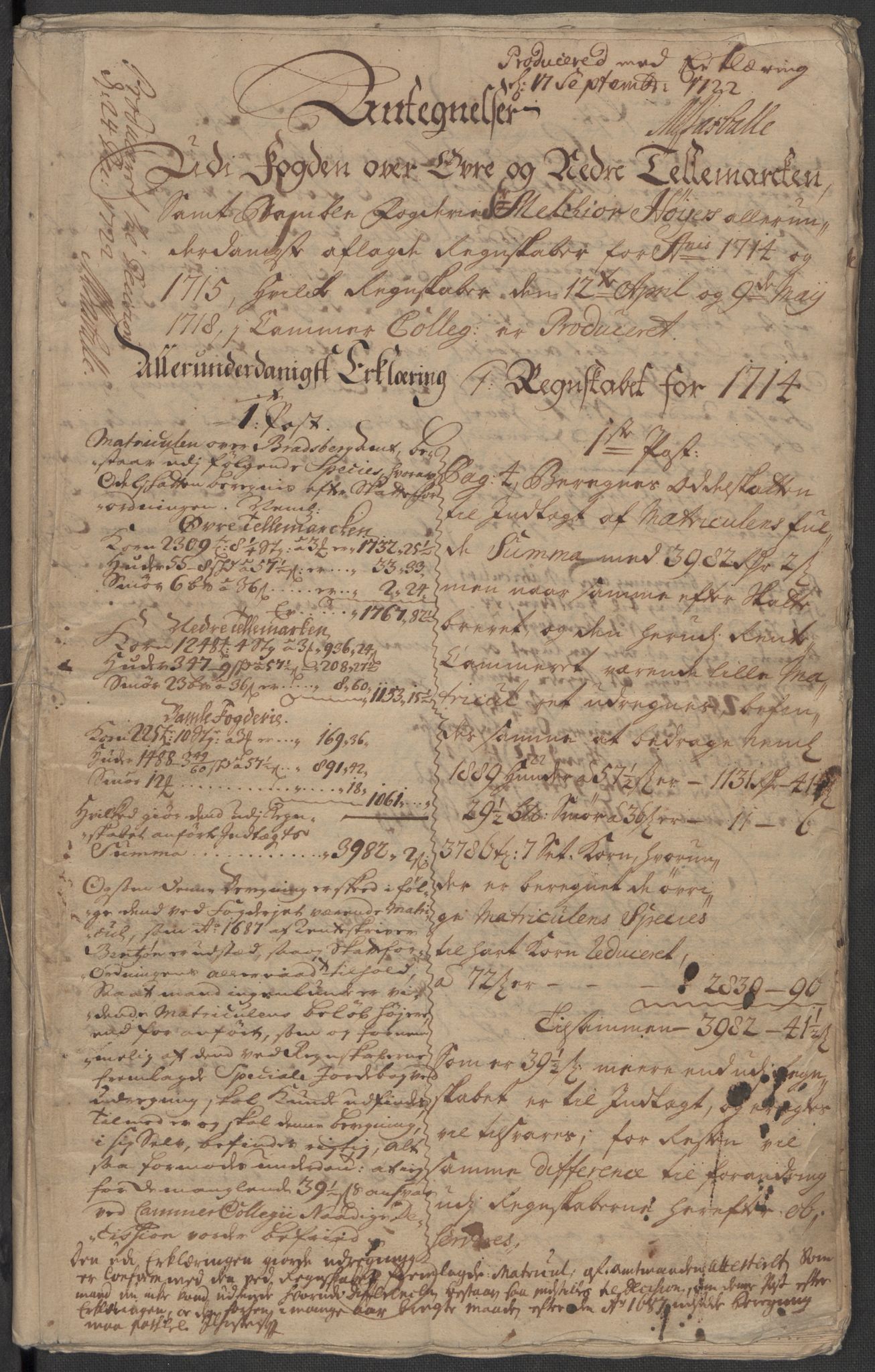 Rentekammeret inntil 1814, Reviderte regnskaper, Fogderegnskap, RA/EA-4092/R36/L2127: Fogderegnskap Øvre og Nedre Telemark og Bamble, 1715, p. 387