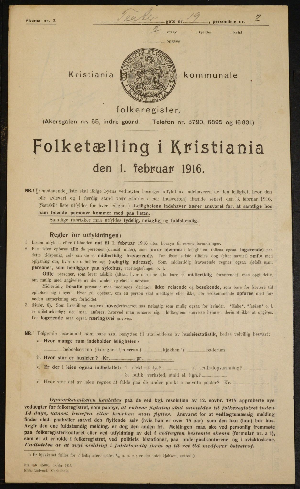 OBA, Municipal Census 1916 for Kristiania, 1916, p. 110326