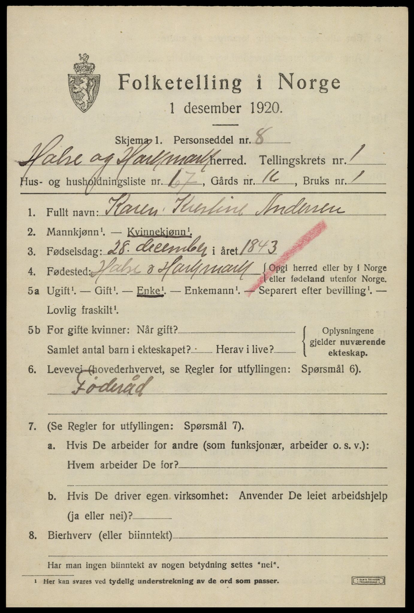 SAK, 1920 census for Halse og Harkmark, 1920, p. 2009