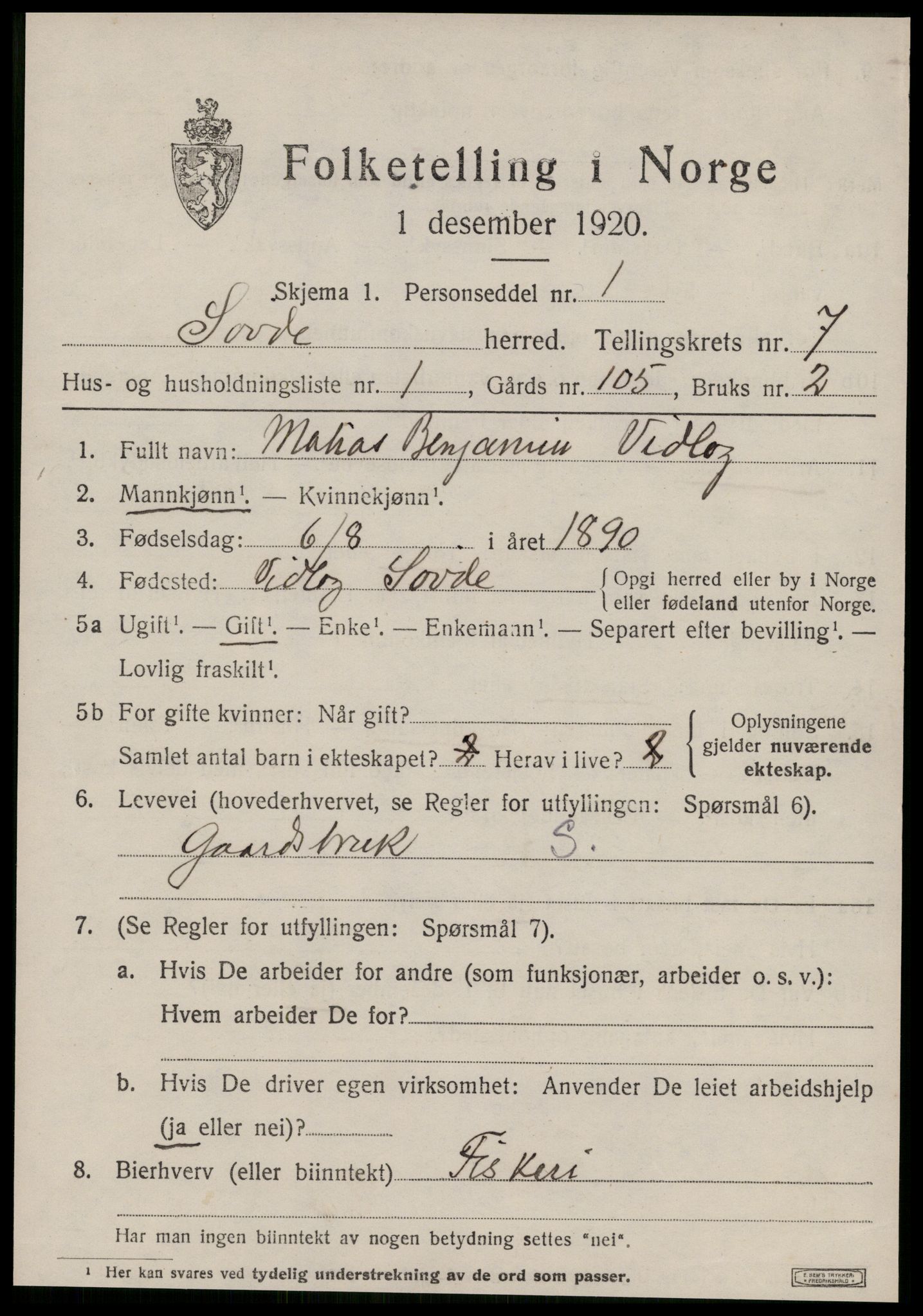 SAT, 1920 census for Syvde, 1920, p. 2366