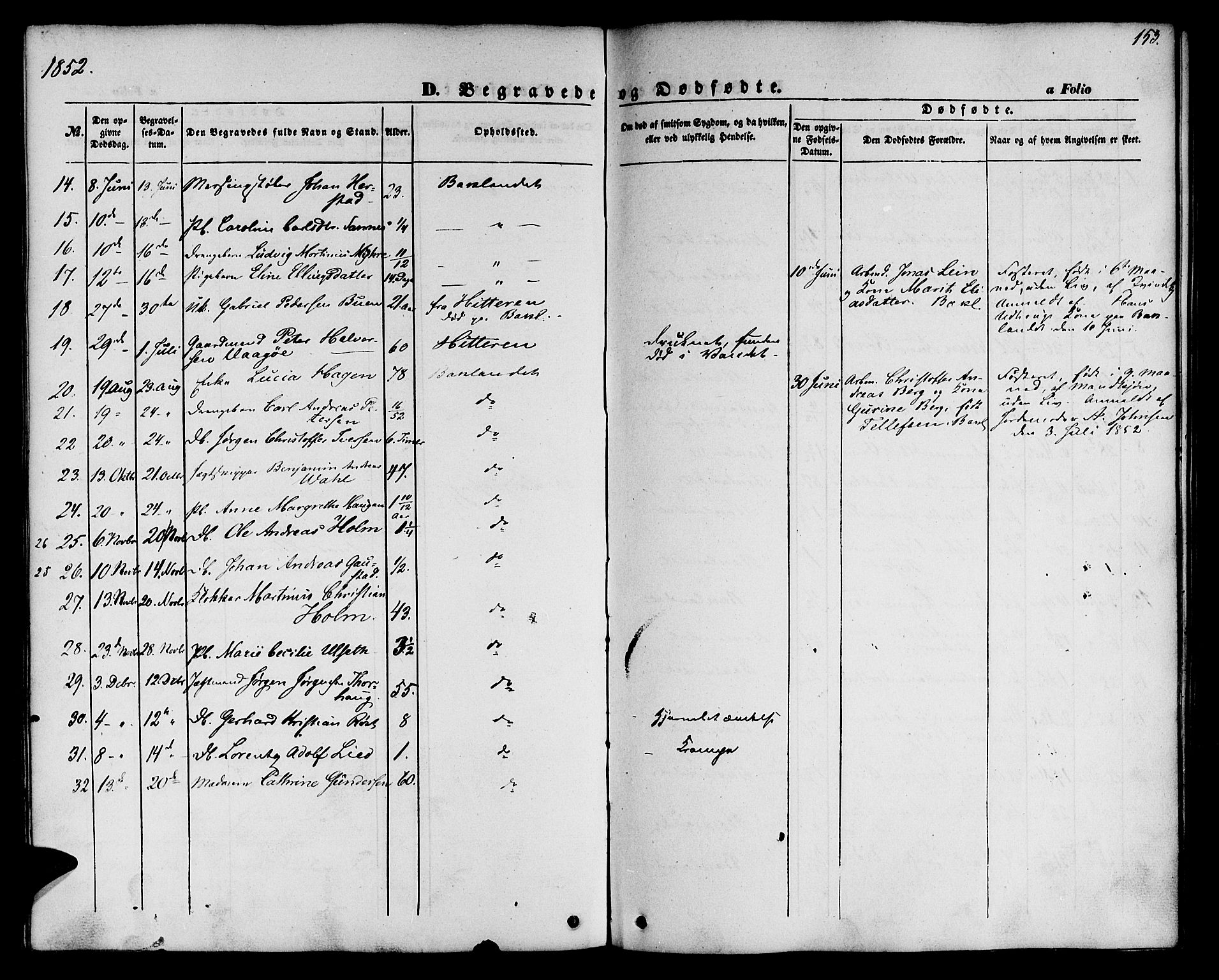 Ministerialprotokoller, klokkerbøker og fødselsregistre - Sør-Trøndelag, SAT/A-1456/604/L0184: Parish register (official) no. 604A05, 1851-1860, p. 153