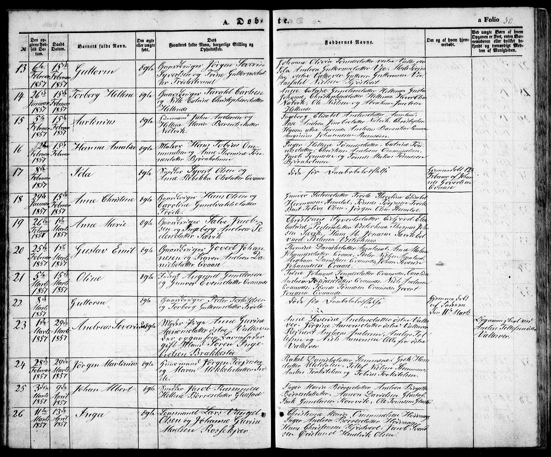 Høvåg sokneprestkontor, SAK/1111-0025/F/Fb/L0002: Parish register (copy) no. B 2, 1847-1869, p. 50