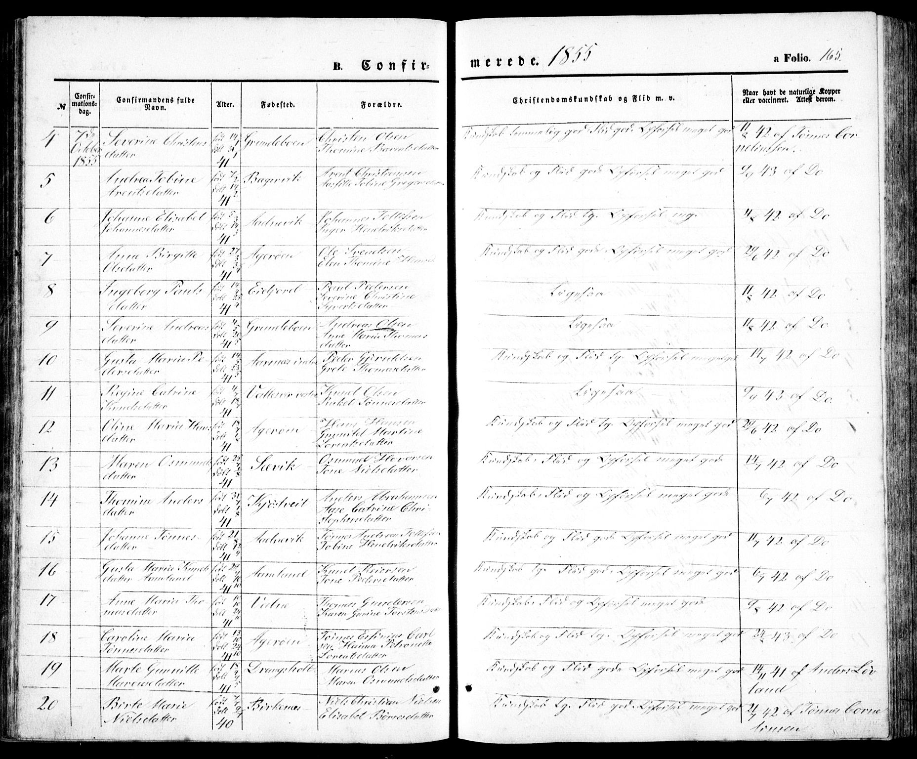 Høvåg sokneprestkontor, SAK/1111-0025/F/Fb/L0002: Parish register (copy) no. B 2, 1847-1869, p. 165