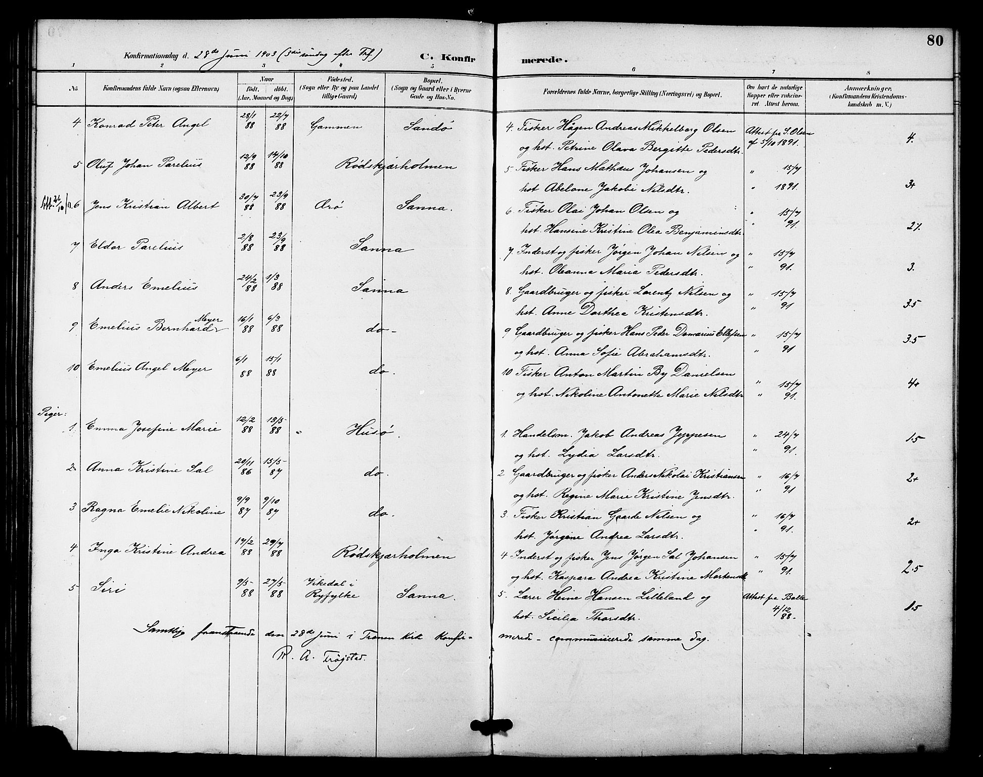 Ministerialprotokoller, klokkerbøker og fødselsregistre - Nordland, AV/SAT-A-1459/840/L0580: Parish register (official) no. 840A02, 1887-1909, p. 80