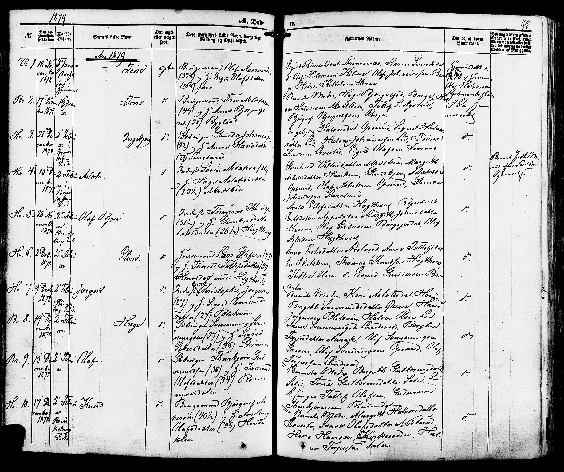 Kviteseid kirkebøker, SAKO/A-276/F/Fa/L0007: Parish register (official) no. I 7, 1859-1881, p. 176