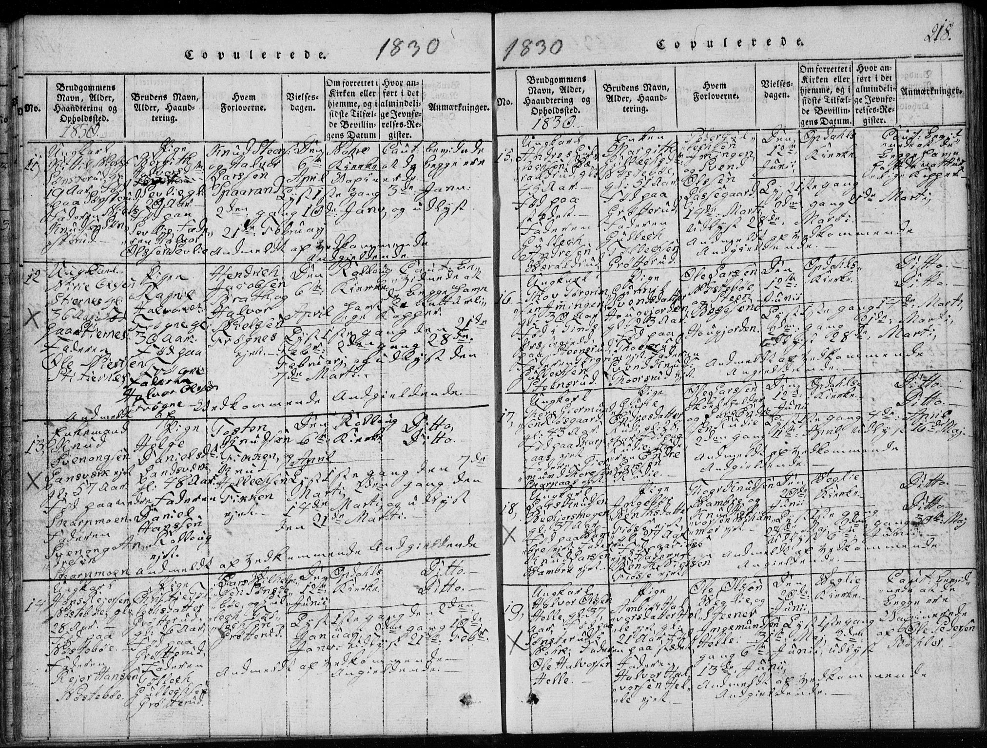 Rollag kirkebøker, AV/SAKO-A-240/G/Ga/L0001: Parish register (copy) no. I 1, 1814-1831, p. 218