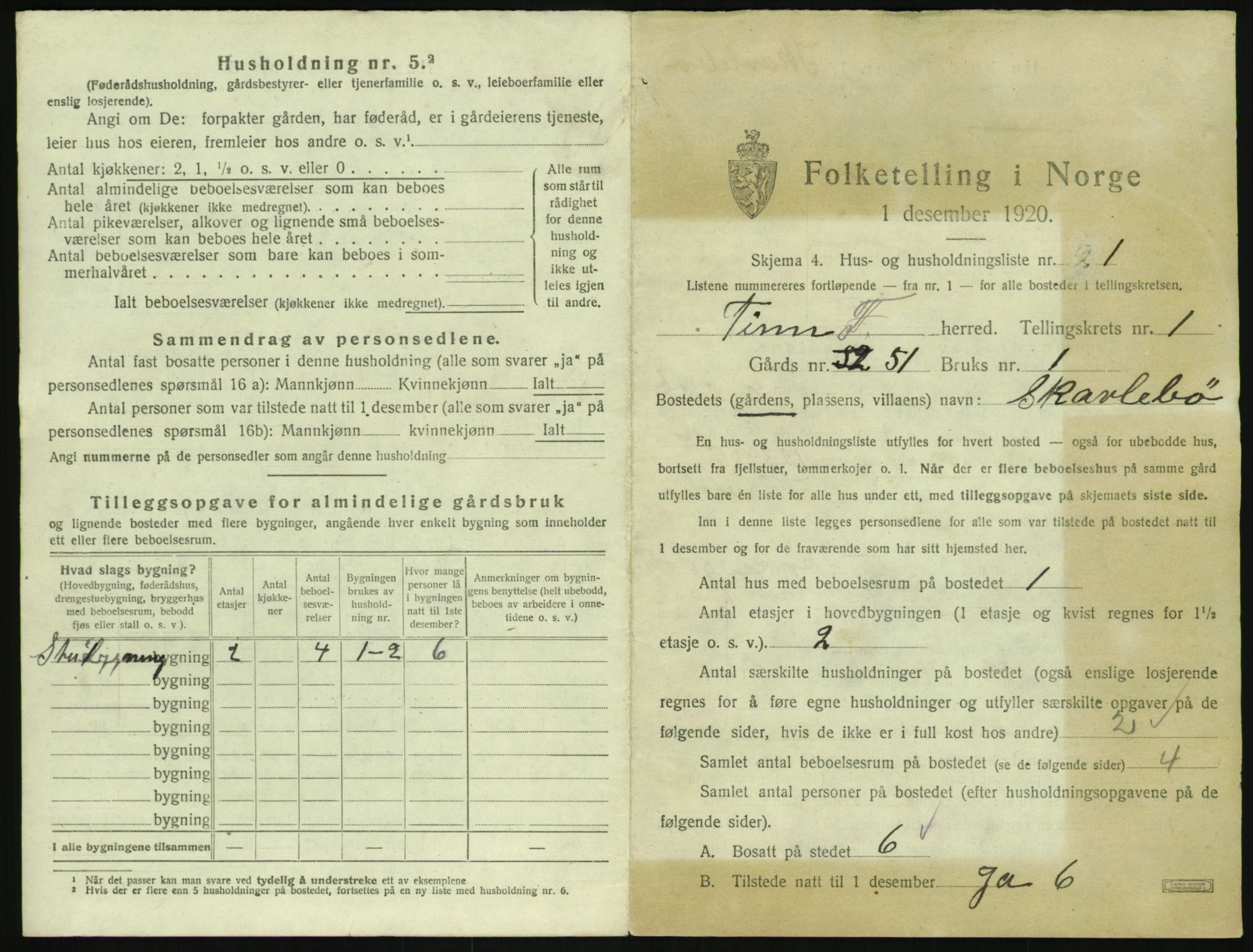 SAKO, 1920 census for Tinn, 1920, p. 70