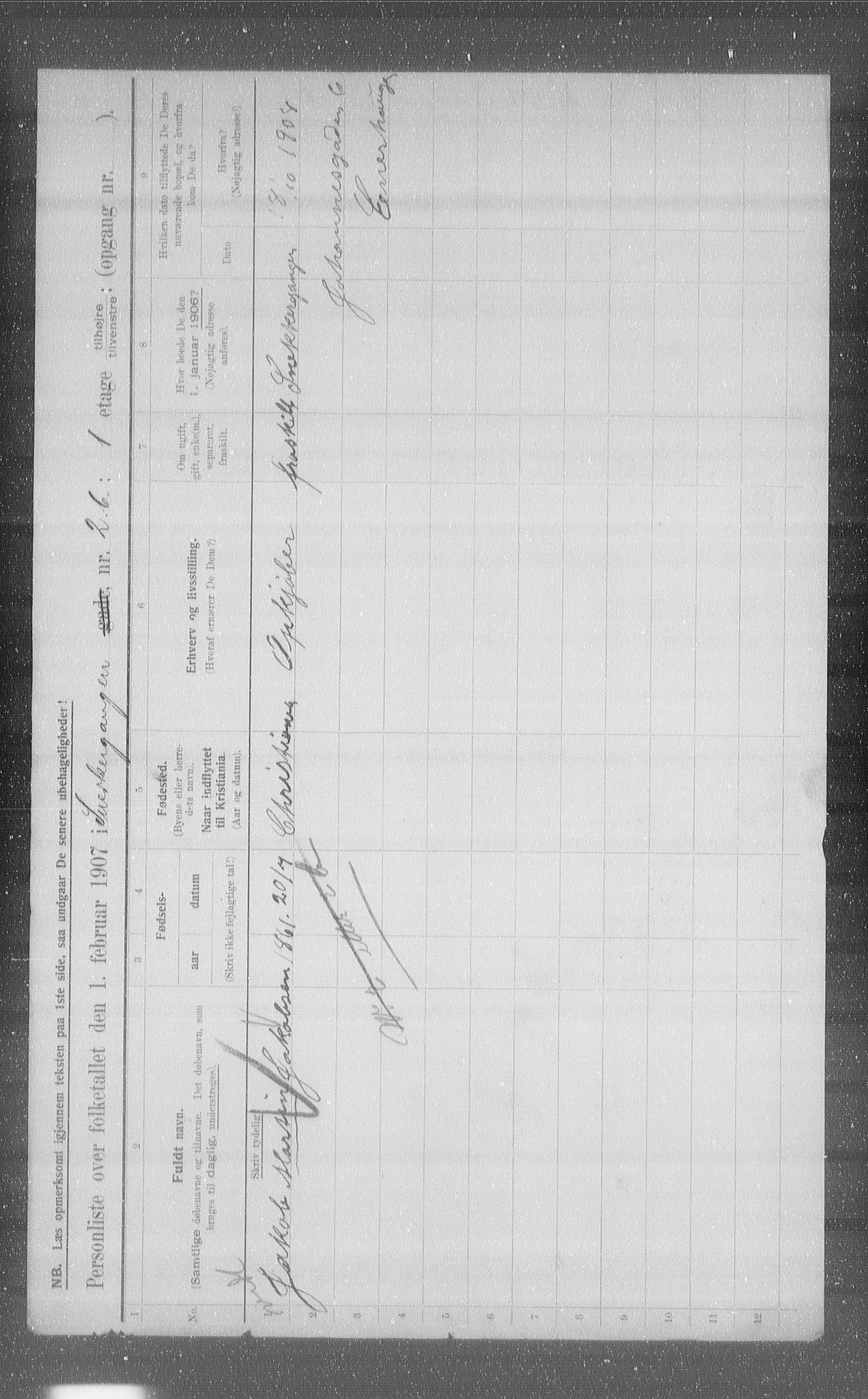 OBA, Municipal Census 1907 for Kristiania, 1907, p. 49997