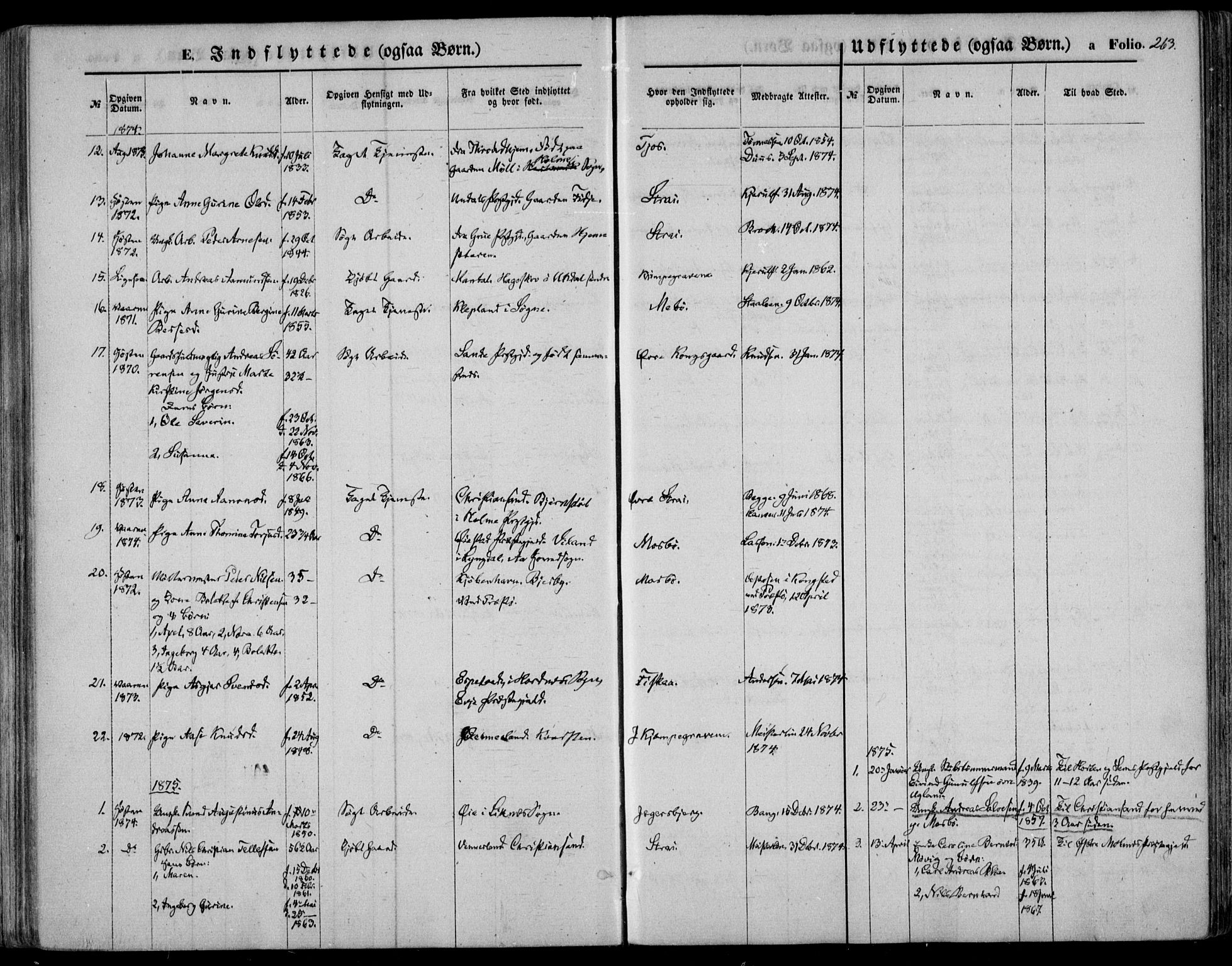 Oddernes sokneprestkontor, AV/SAK-1111-0033/F/Fa/Faa/L0008: Parish register (official) no. A 8, 1864-1880, p. 263