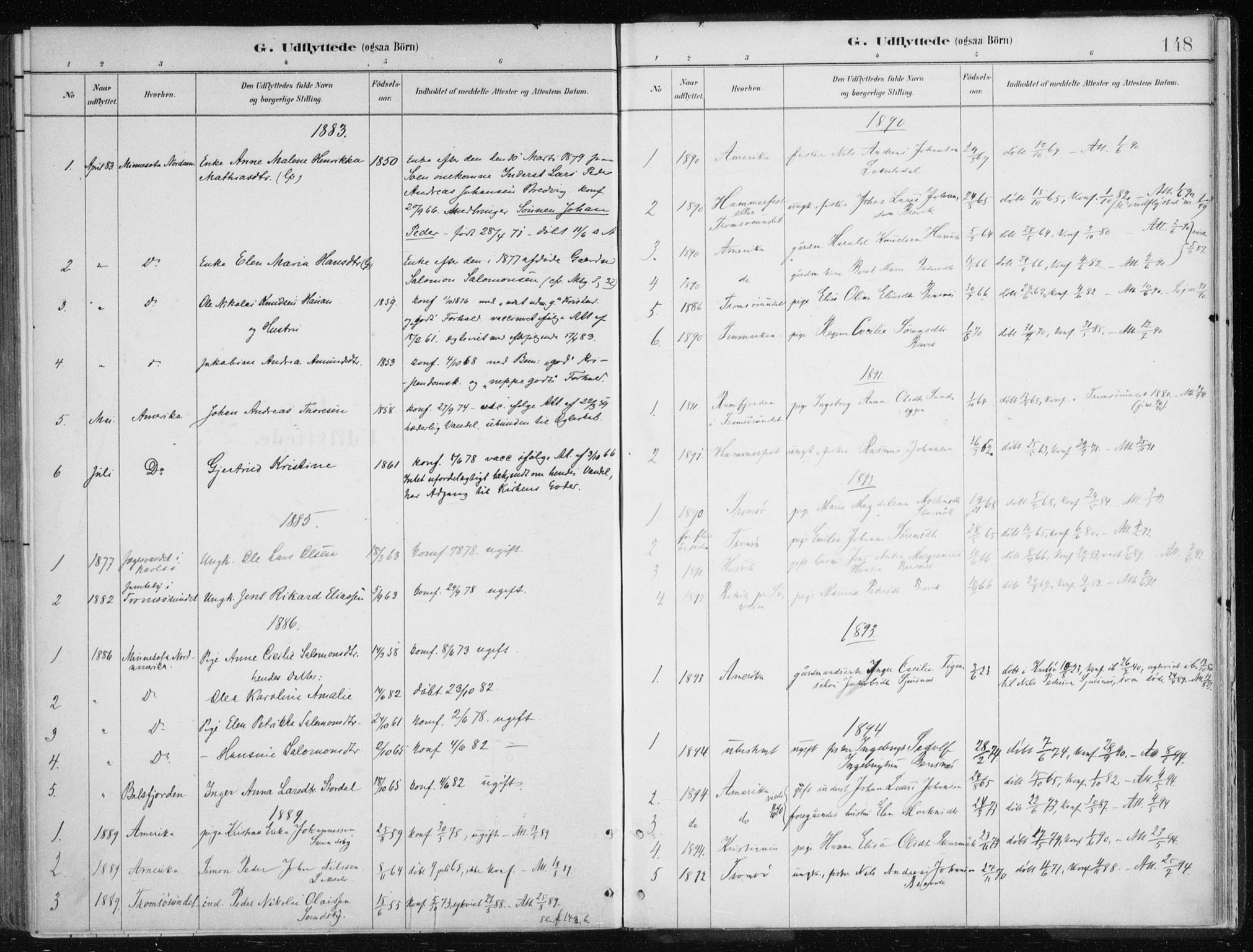Lyngen sokneprestembete, SATØ/S-1289/H/He/Hea/L0010kirke: Parish register (official) no. 10, 1883-1904, p. 148