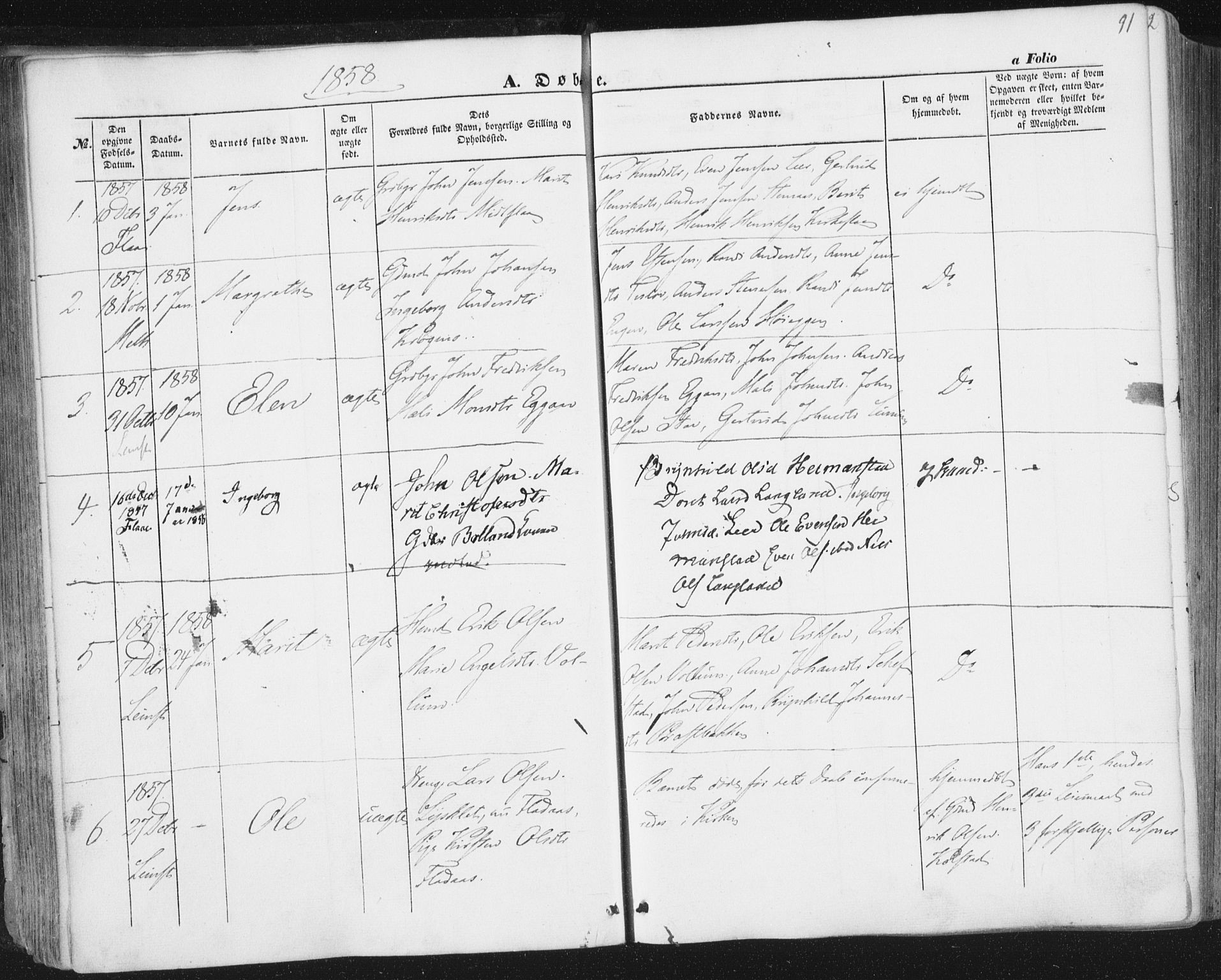 Ministerialprotokoller, klokkerbøker og fødselsregistre - Sør-Trøndelag, AV/SAT-A-1456/691/L1076: Parish register (official) no. 691A08, 1852-1861, p. 91