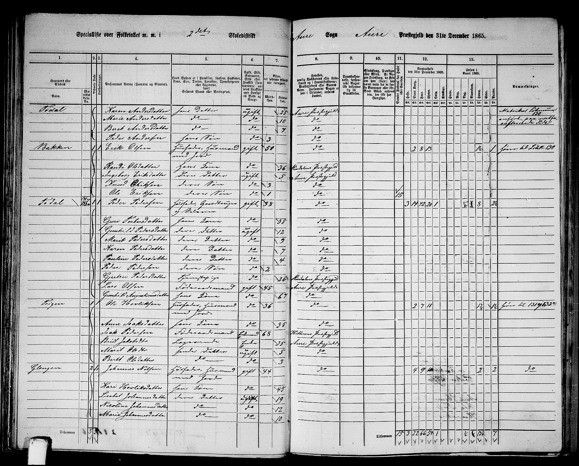 RA, 1865 census for Aure, 1865, p. 44