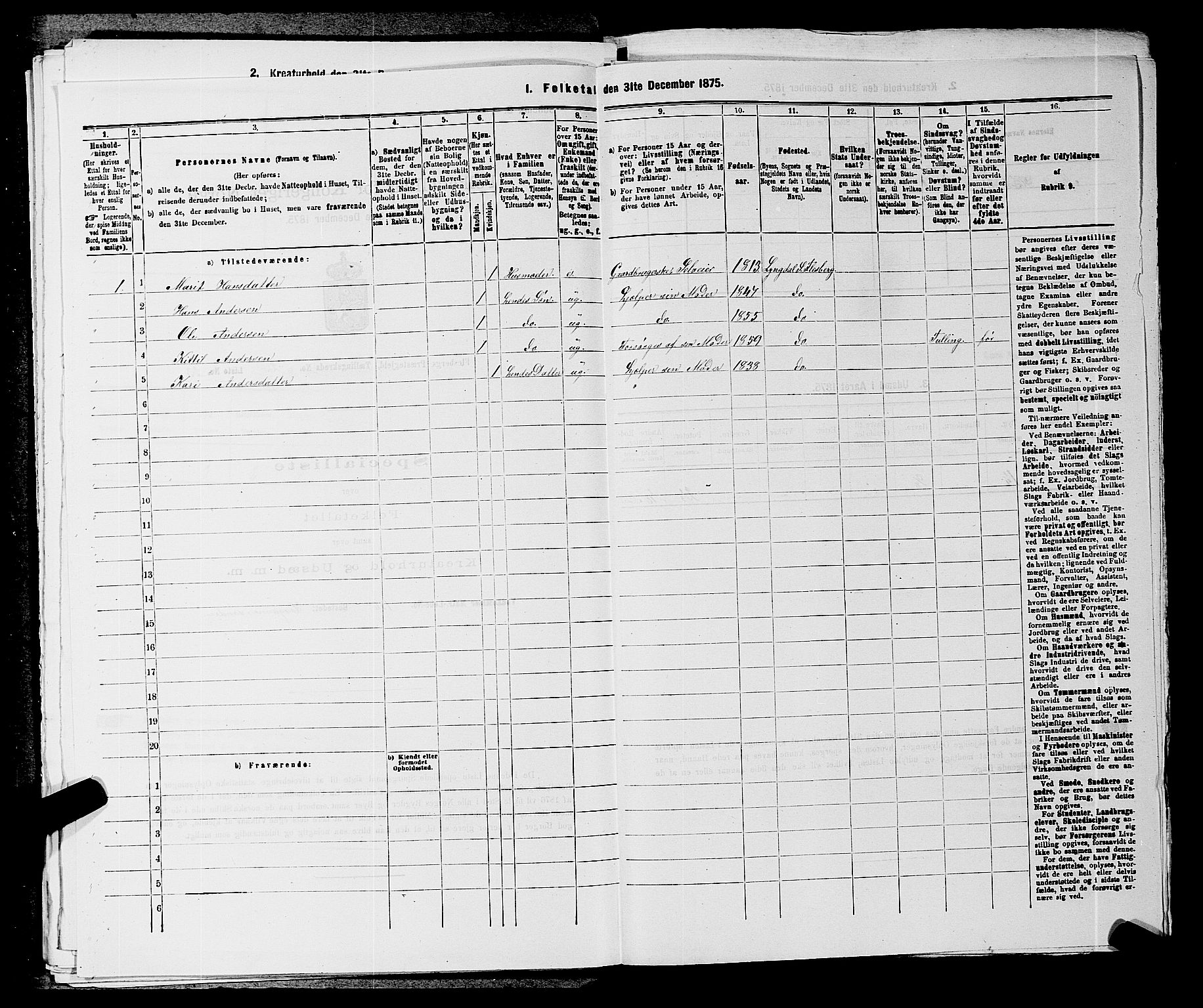 SAKO, 1875 census for 0631P Flesberg, 1875, p. 527