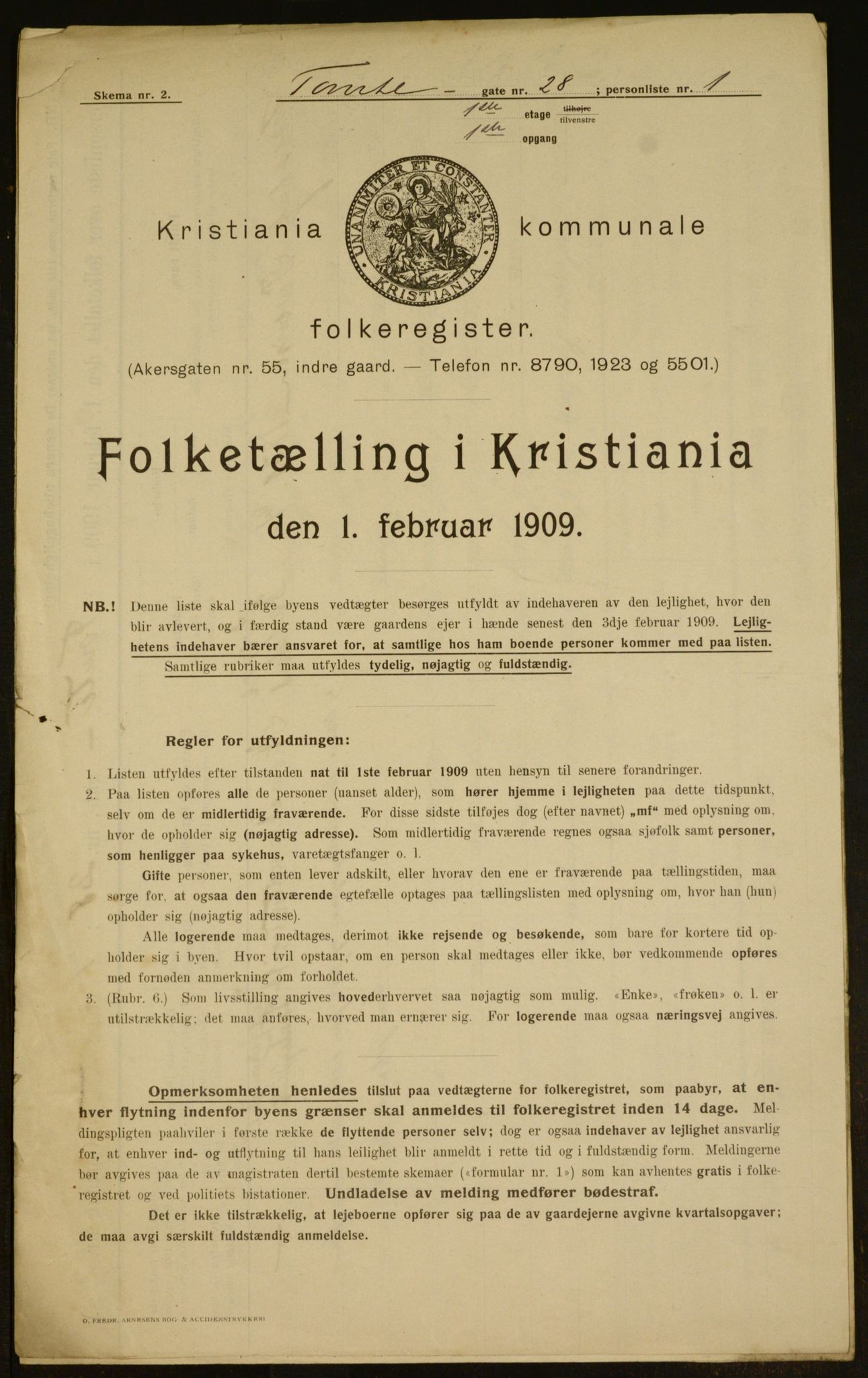 OBA, Municipal Census 1909 for Kristiania, 1909, p. 103101