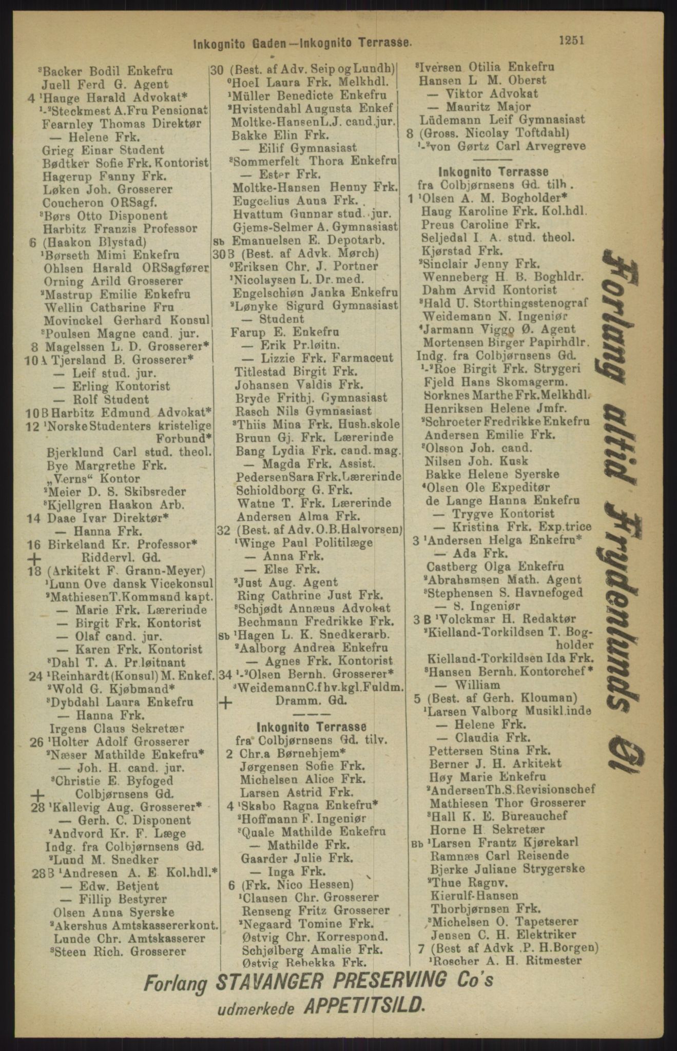 Kristiania/Oslo adressebok, PUBL/-, 1911, p. 1251